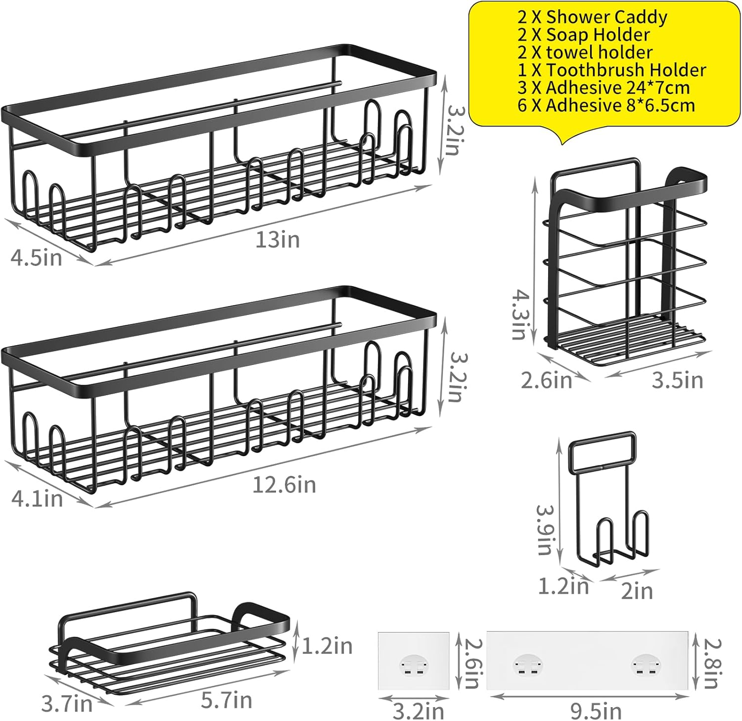 Smatorga 7 Pack Shower Caddy Organizer Set