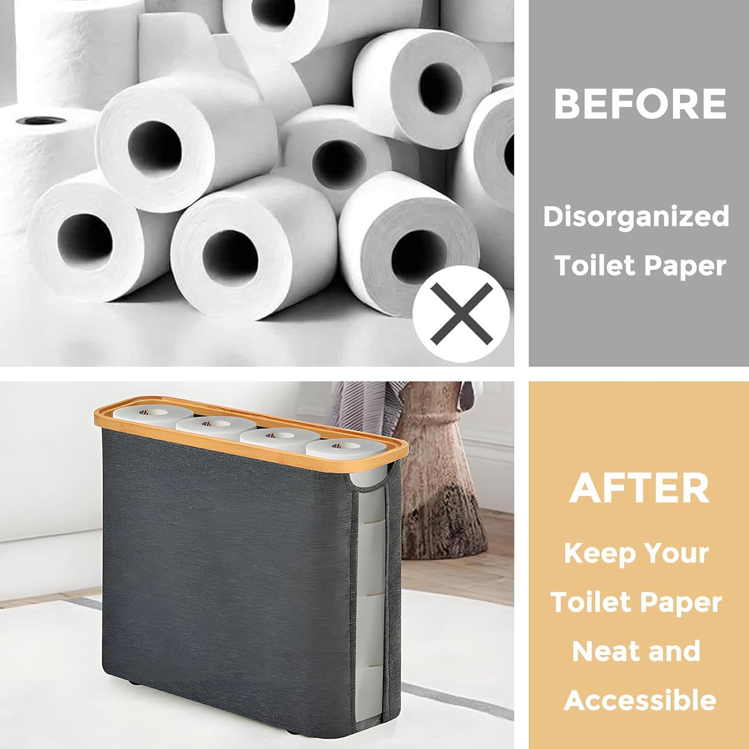 Toilet Paper Holder with Lid for 9 Rolls Gray
