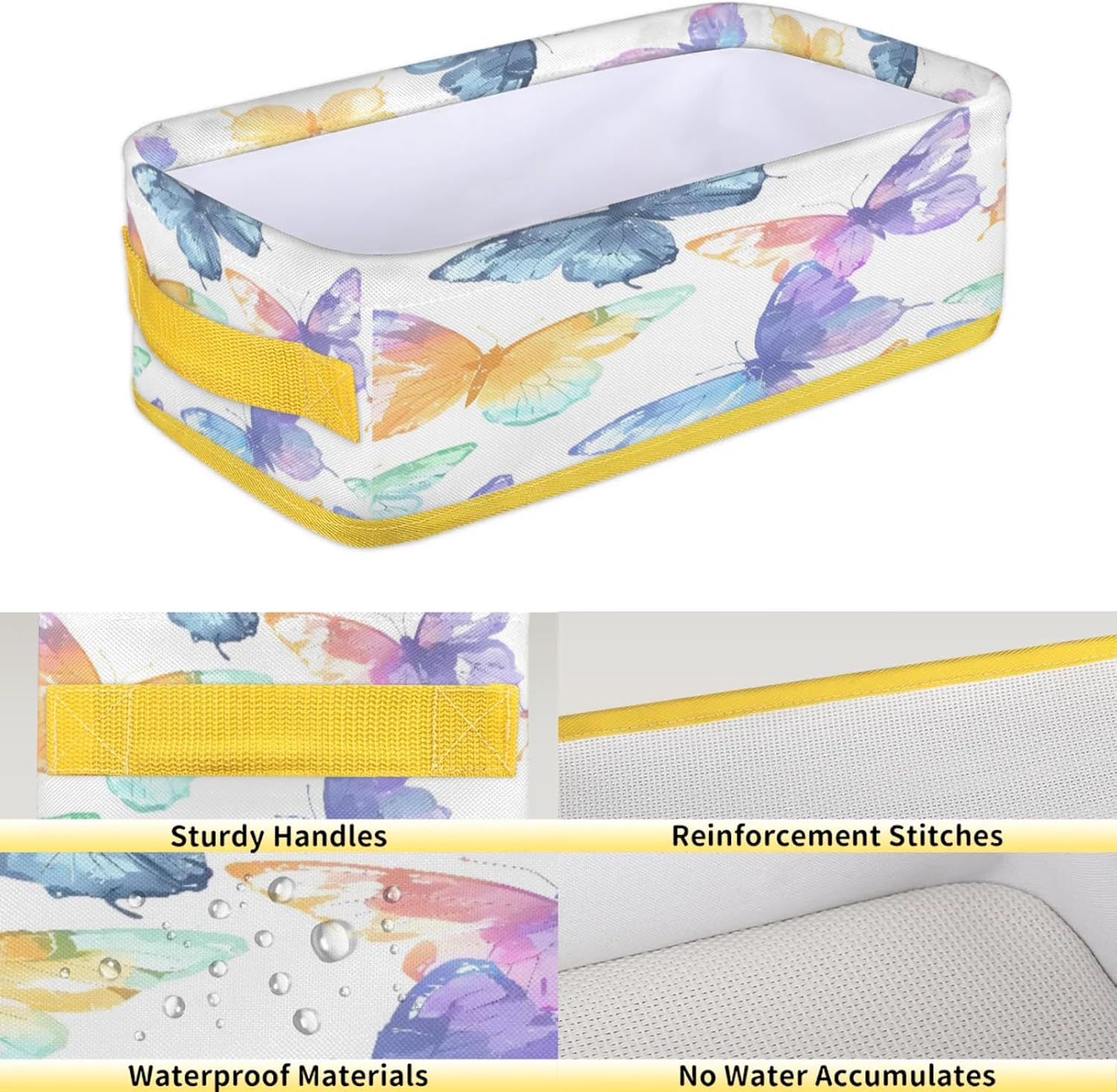 Snatocys Flying Spring Butterflies Toilet Paper Basket with Handles