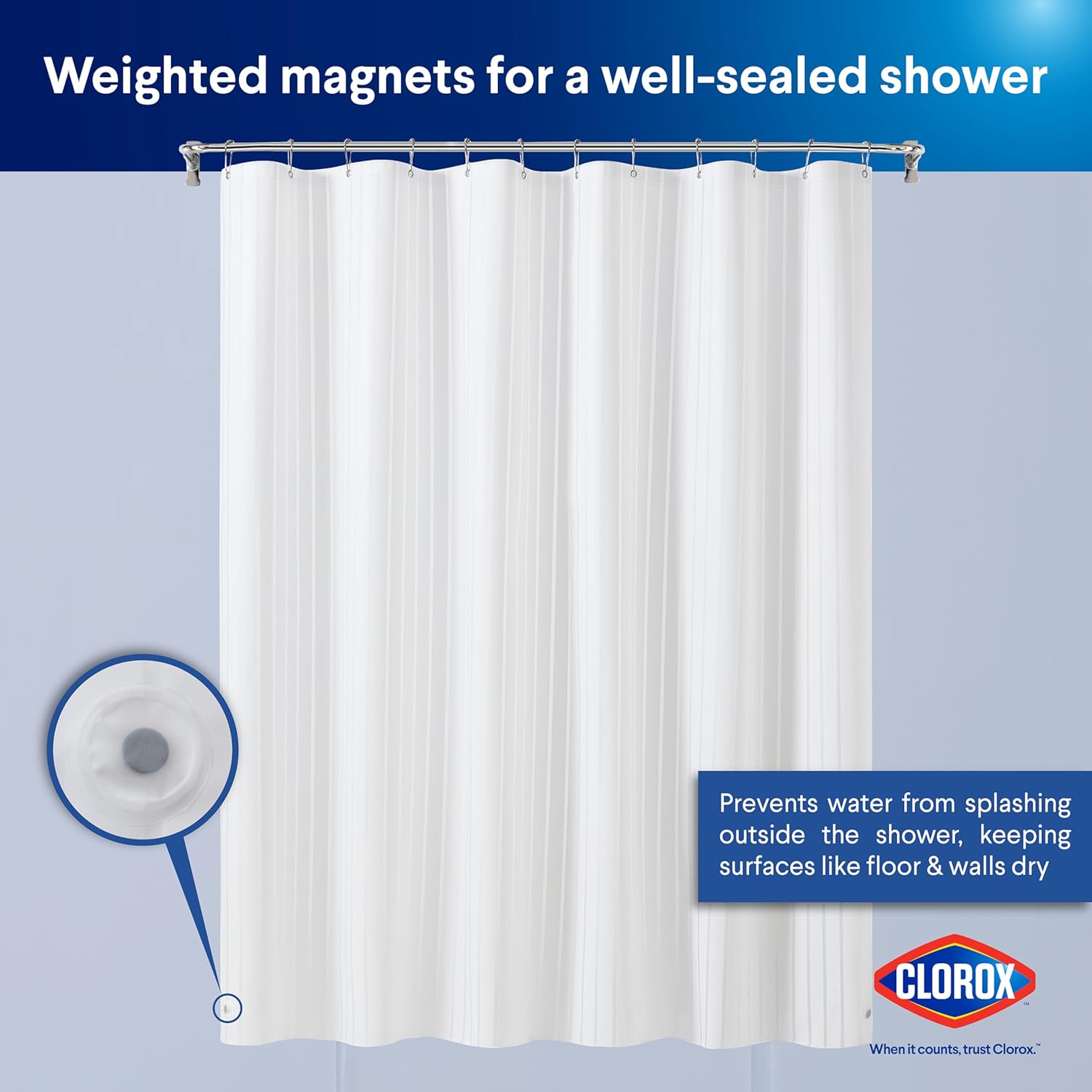 Clorox Premium Striped Shower Curtain Liner