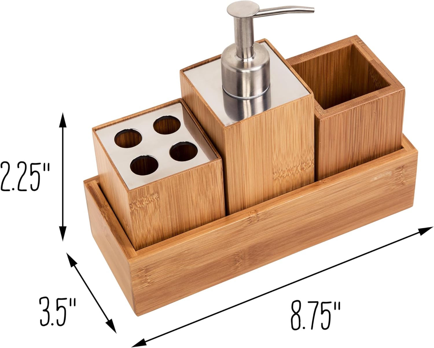 Honey-Can-Do Bamboo Bathroom Accessories Set 4-Piece