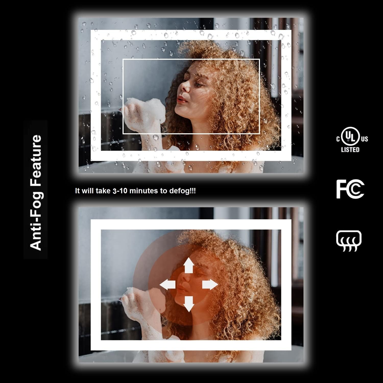 GESIPOR 48x36 Wall-Mounted LED Mirror with Speaker