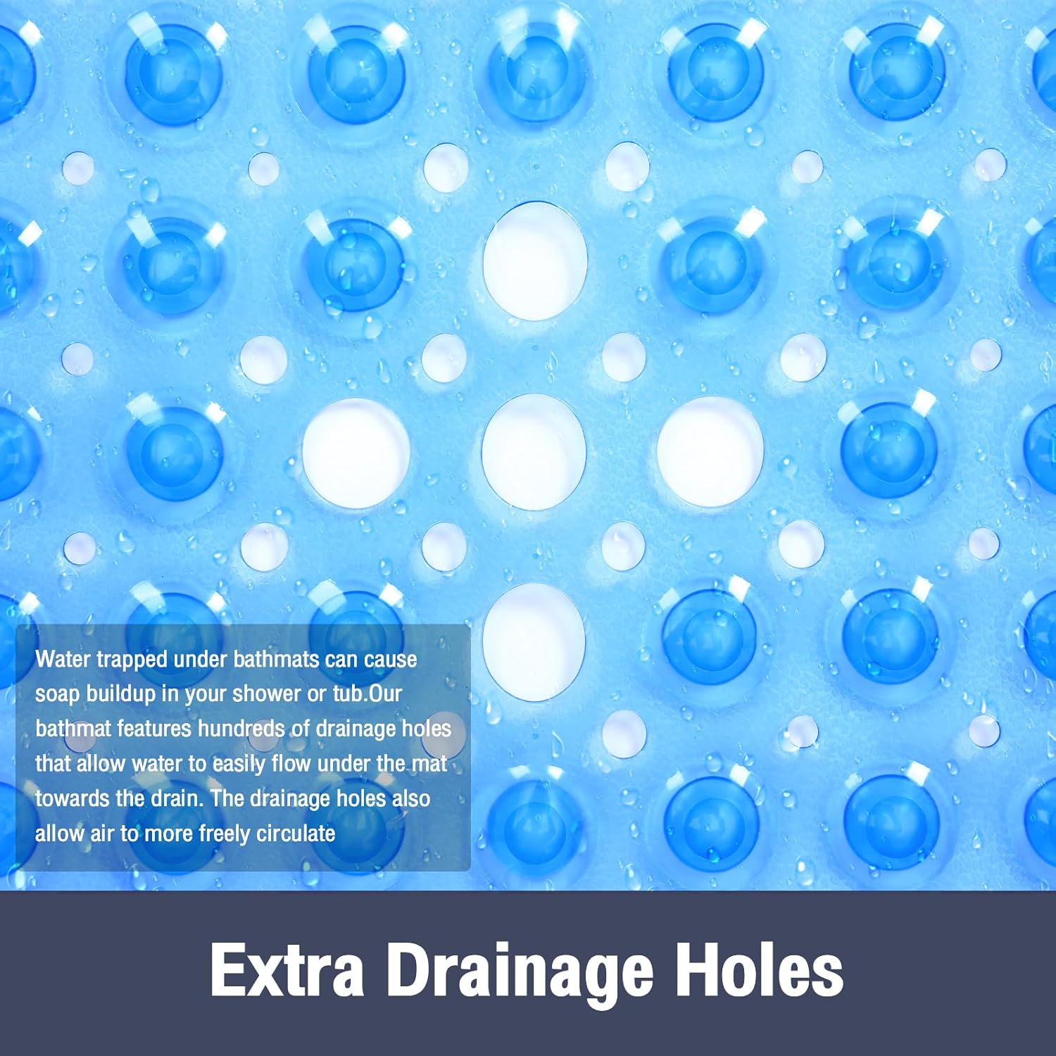 Naoloture Square Non-Slip Bath Mat with 169 Suction Cups