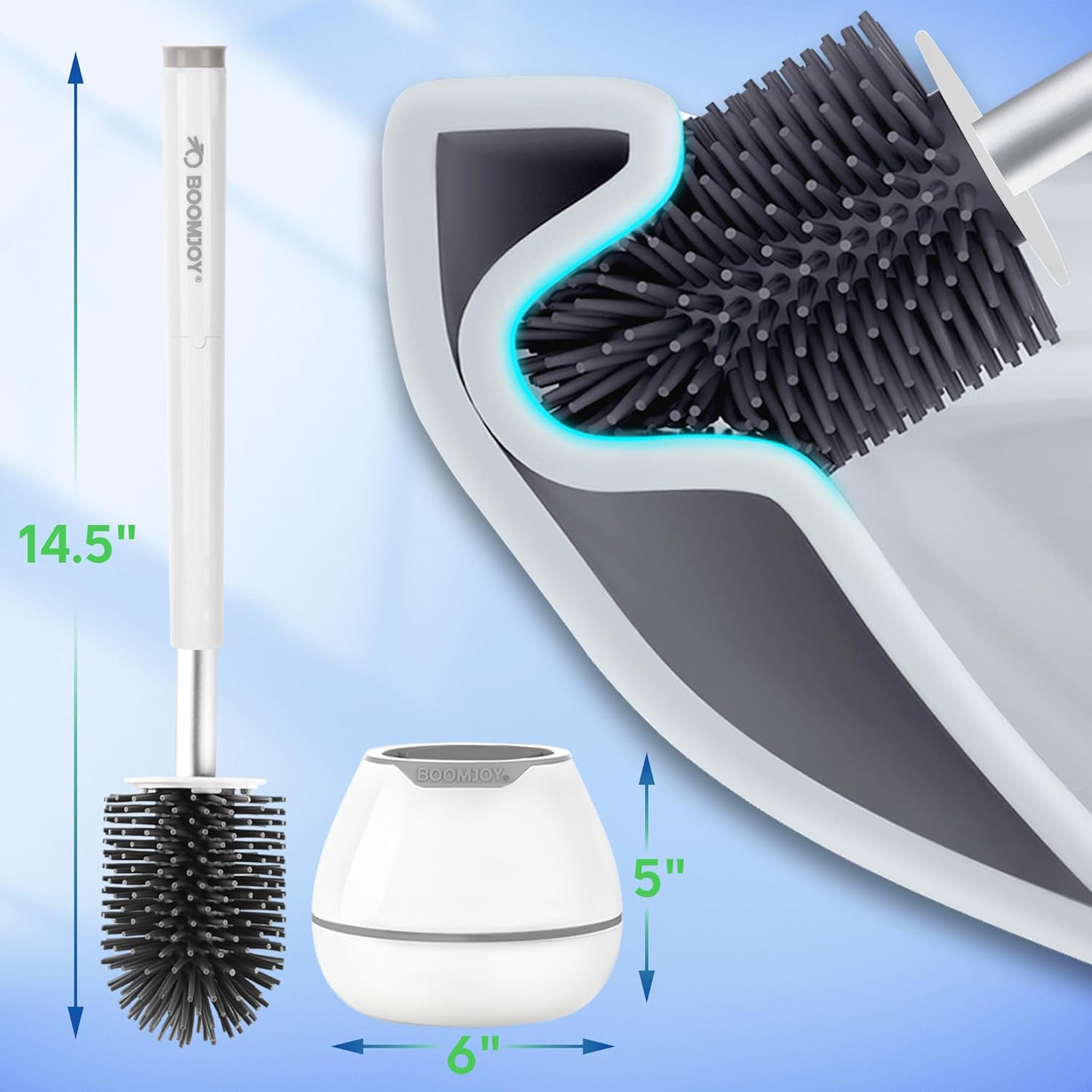 BOOMJOY Toilet Brush and Holder Set - White