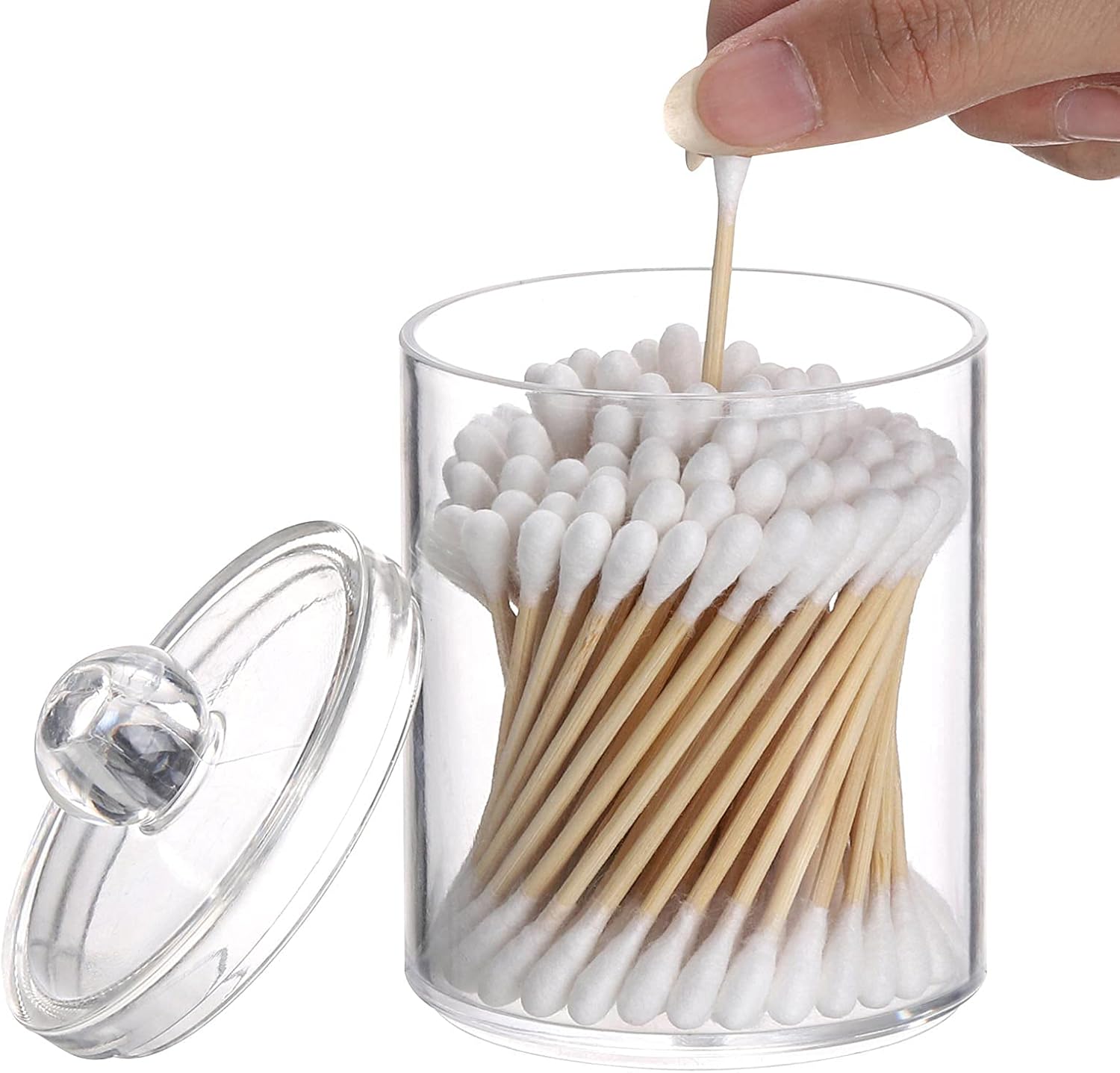 Tbestmax 3 Pack Cotton Swab Holder Clear Jar for Q-Tips