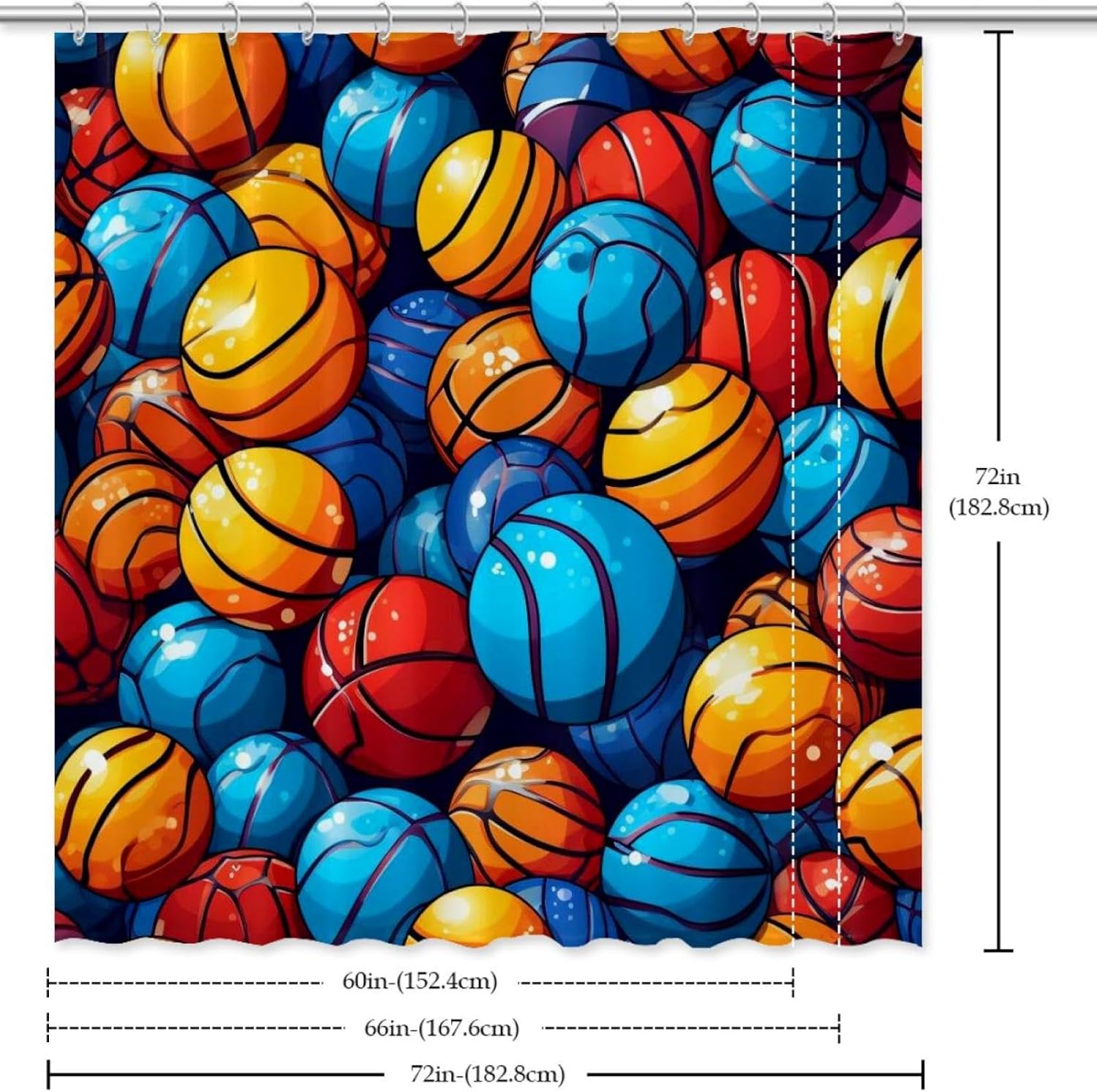 VAPOKF Basketball Shower Curtain Set with 12 Hooks