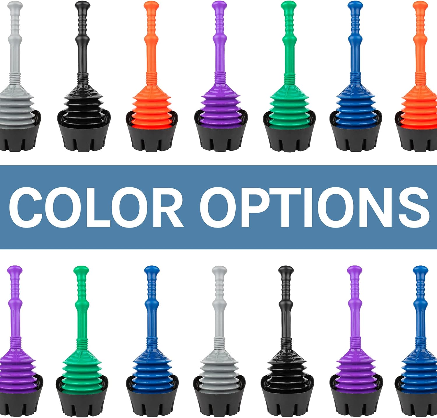 JS Jackson Supplies Blue Bellows Plunger with Black Drip Tray