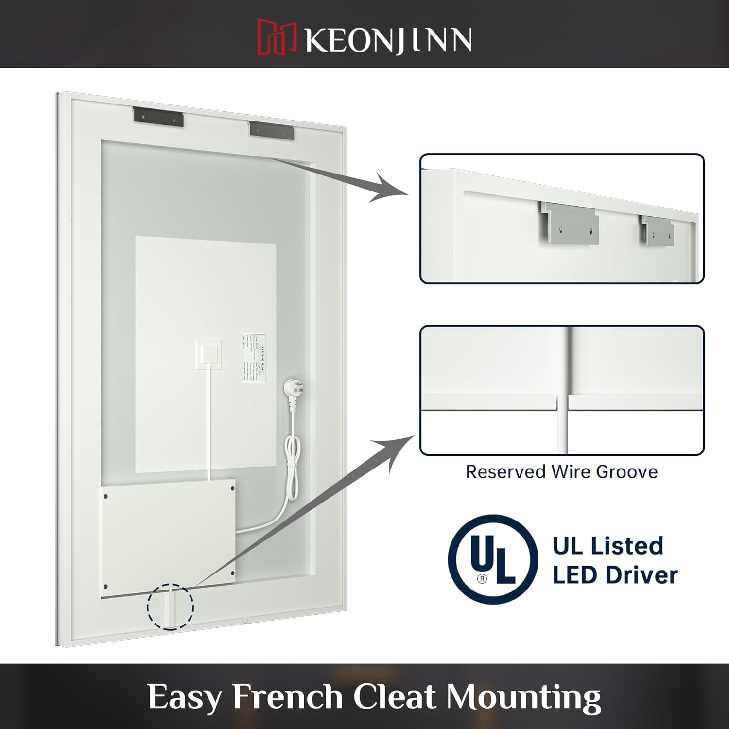 Keonjinn 72 x 32 Inch LED Wall Mirror with Lights