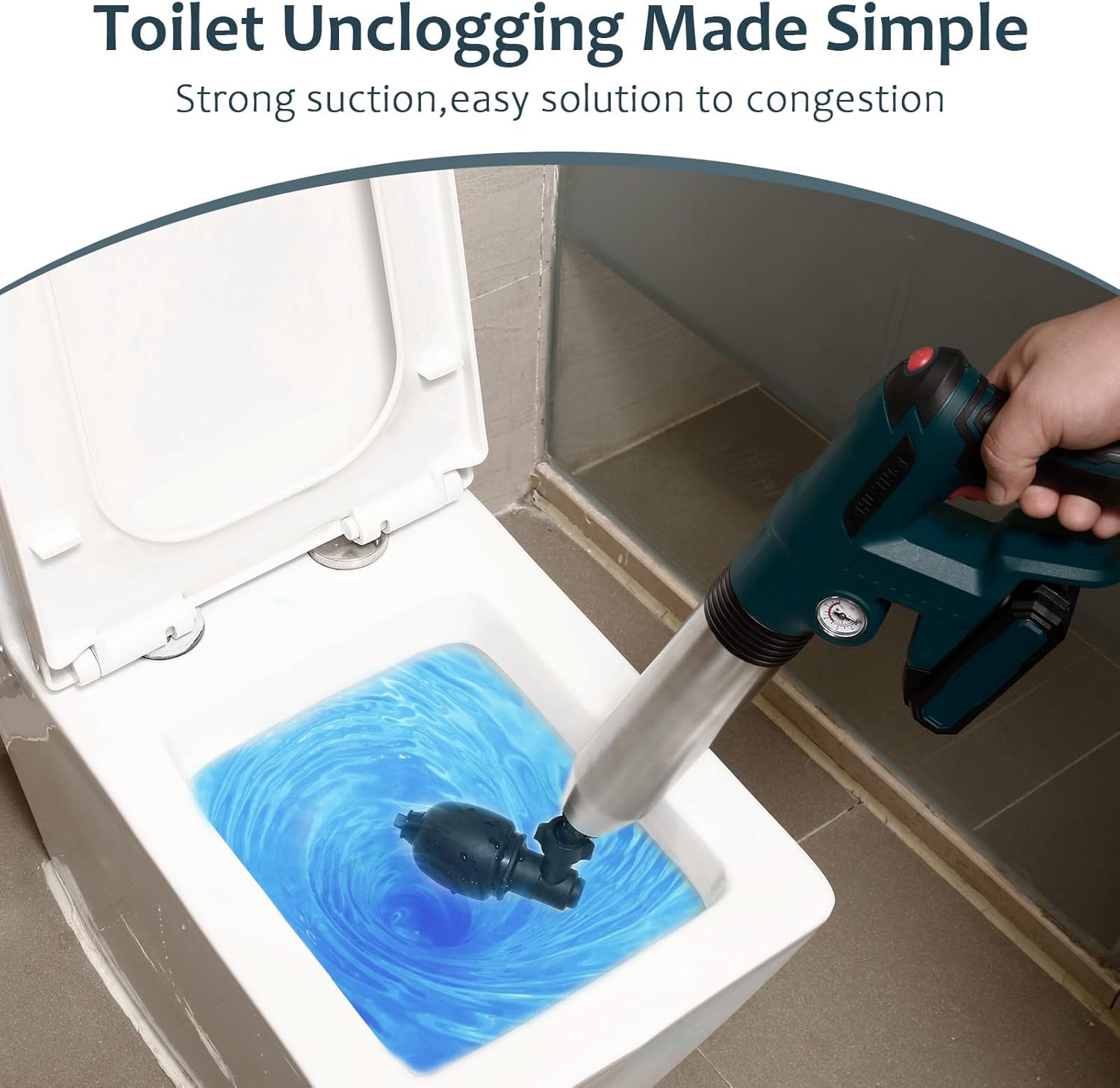 Electric Toilet Plunger with Barometer for Efficient Clog Removal