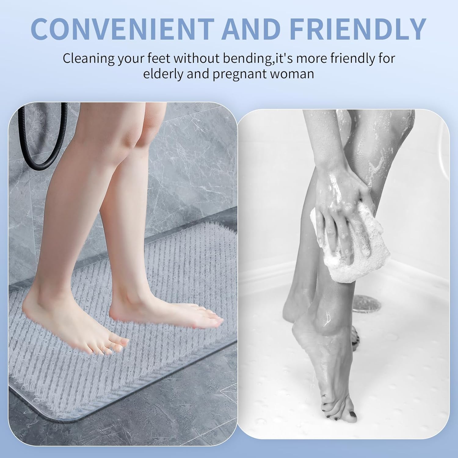 Yolife Shower Foot Scrubber Mat with Anti-Slip and Scrub Bristles