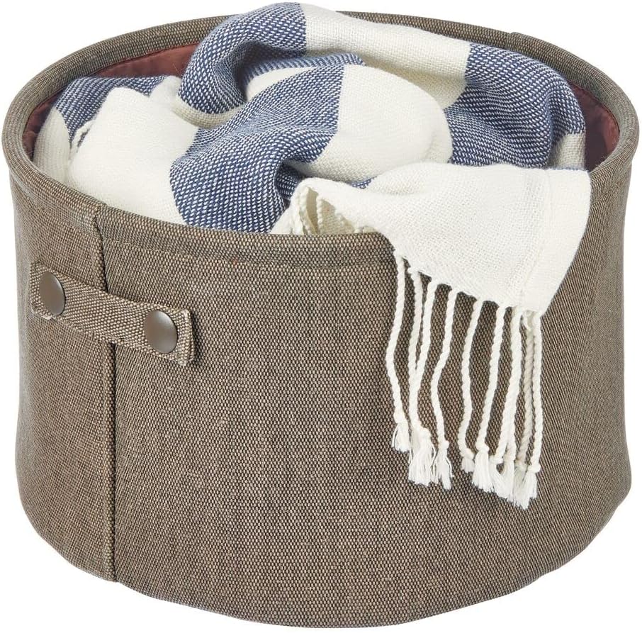 mDesign Soft Cotton Bathroom Storage Bin - 2 Pack Espresso Brown