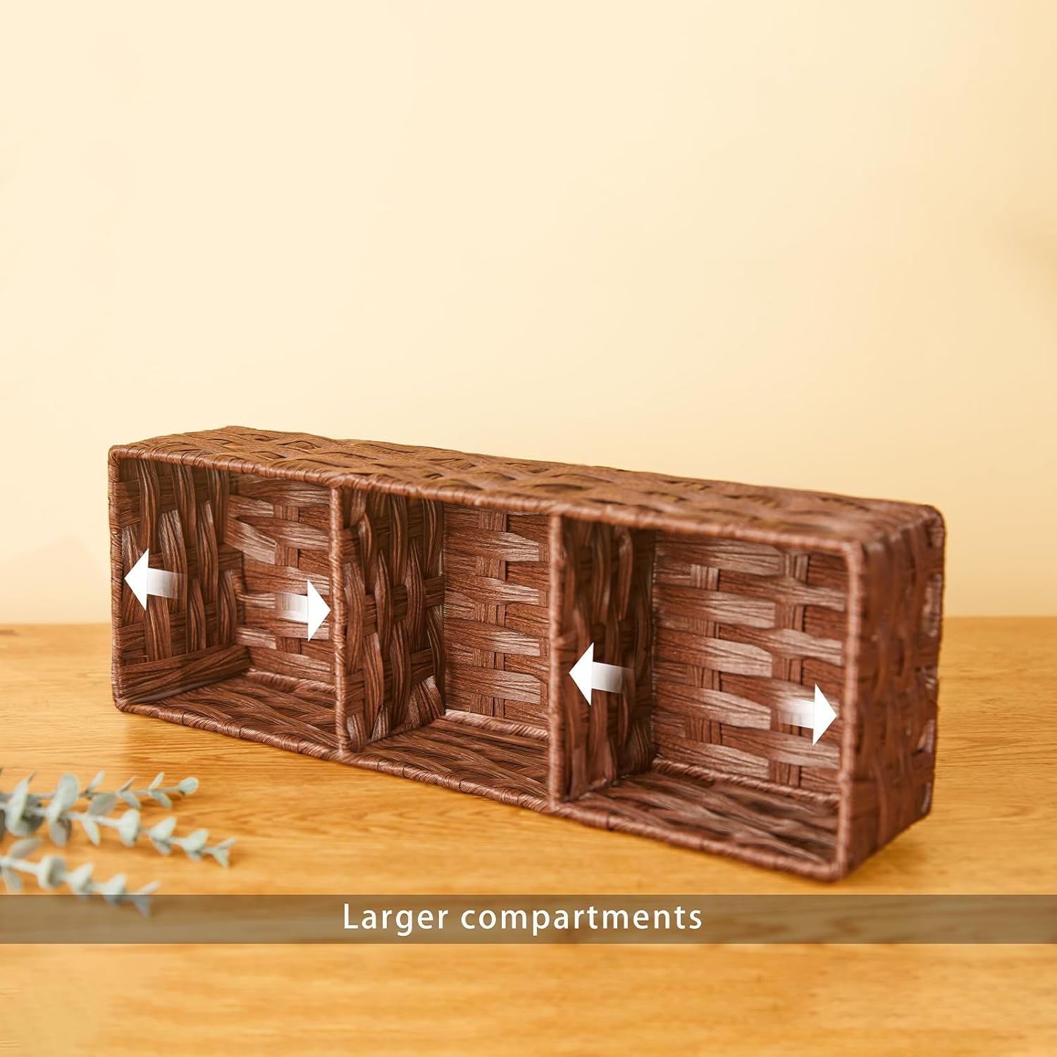 Buaihekafei Toilet Paper Basket with Dividers Waterproof Wicker Storage for Bathroom