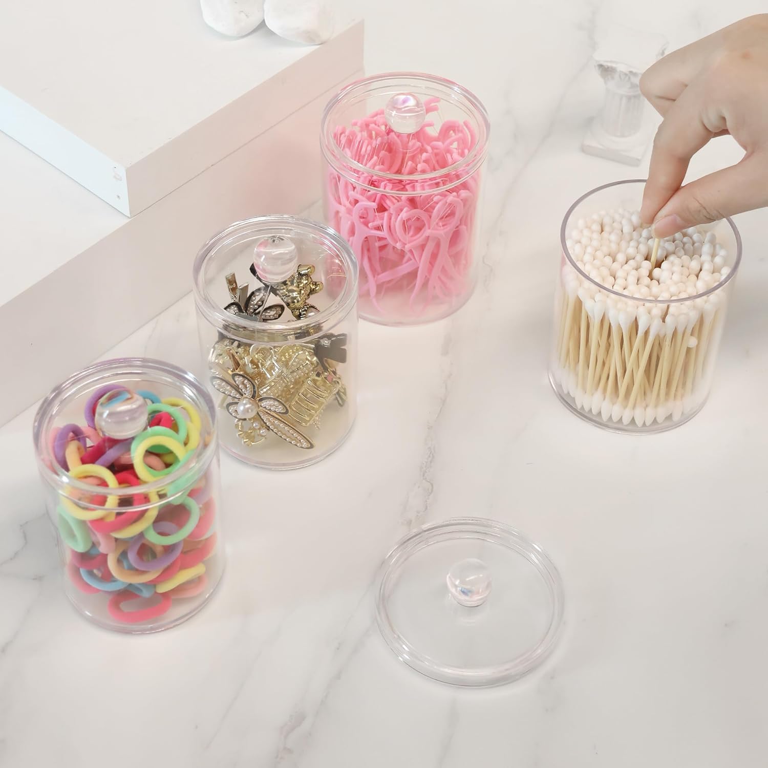 Aynoo Acrylic Q-Tip Holder Dispenser 12 oz
