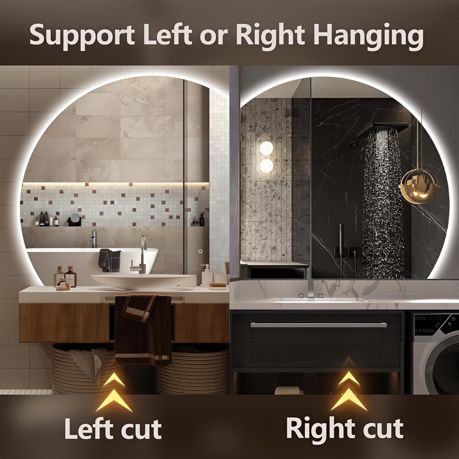 Niccy 43 Inch Half Moon LED Mirror for Bathroom
