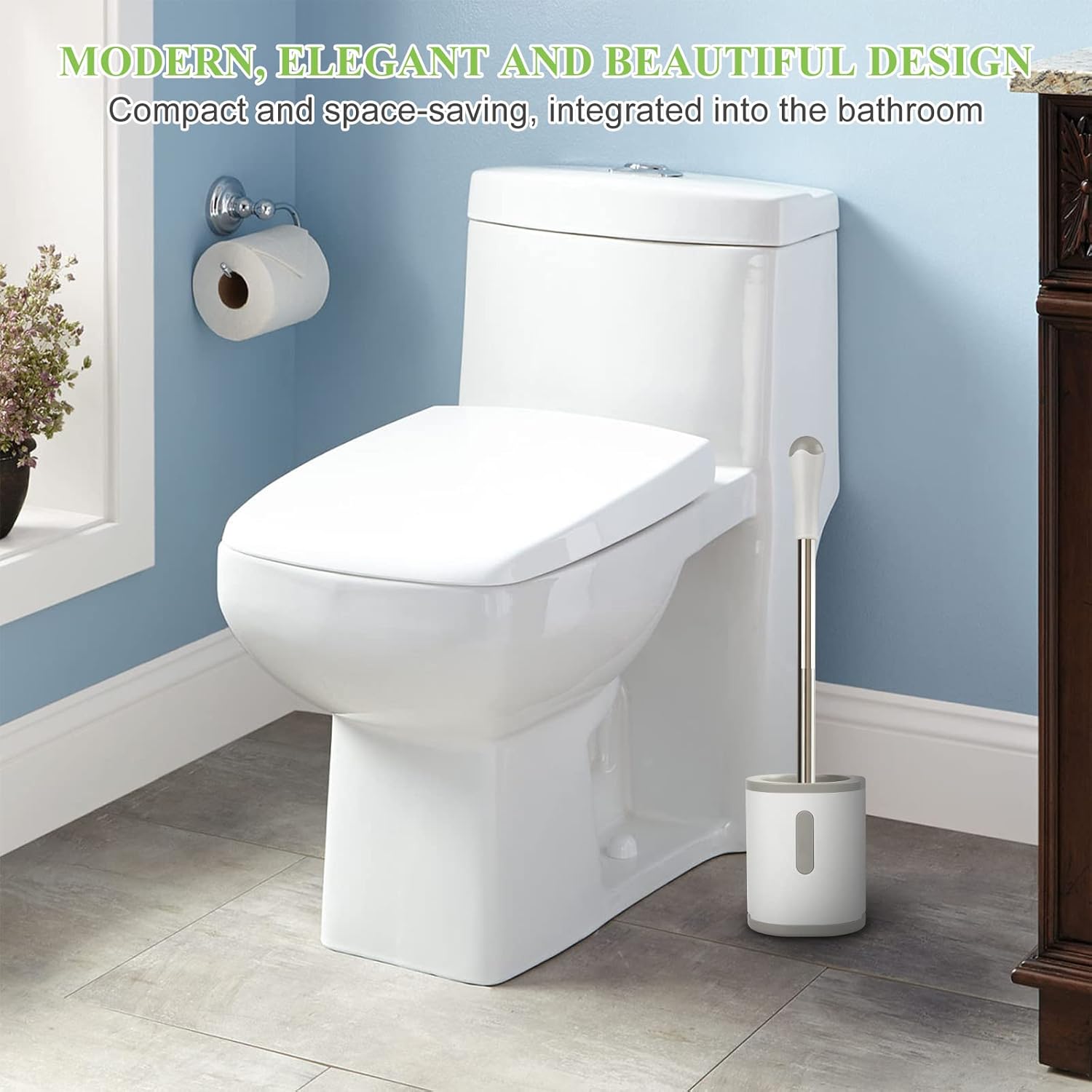AONEZ Compact Toilet Brush Holder with Drip-Proof Design 1