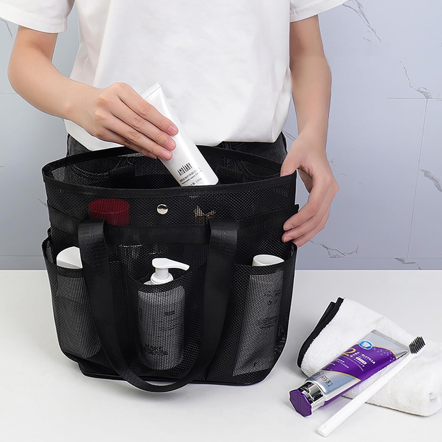 Mesh Shower Caddy with Upgraded Deep Pockets and 2 Handles