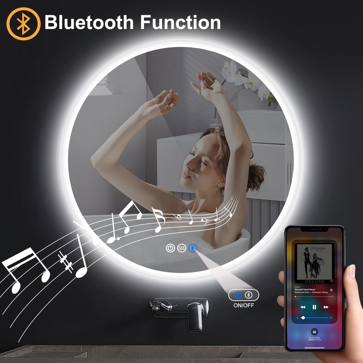 Sbagno 24 Smart Mirror with Bluetooth and Anti-Fog