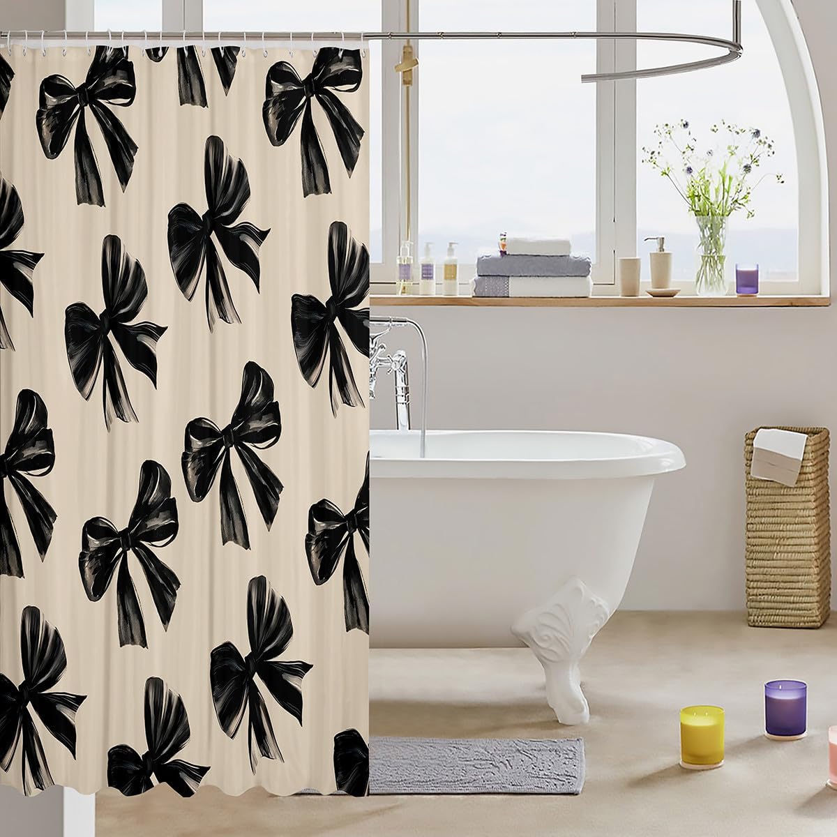 Erosebridal 3D Print Bow Shower Curtain 72x72