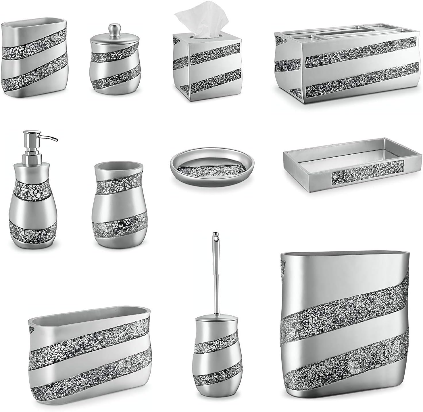 Creative Scents Silver Mosaic Toothbrush Holder