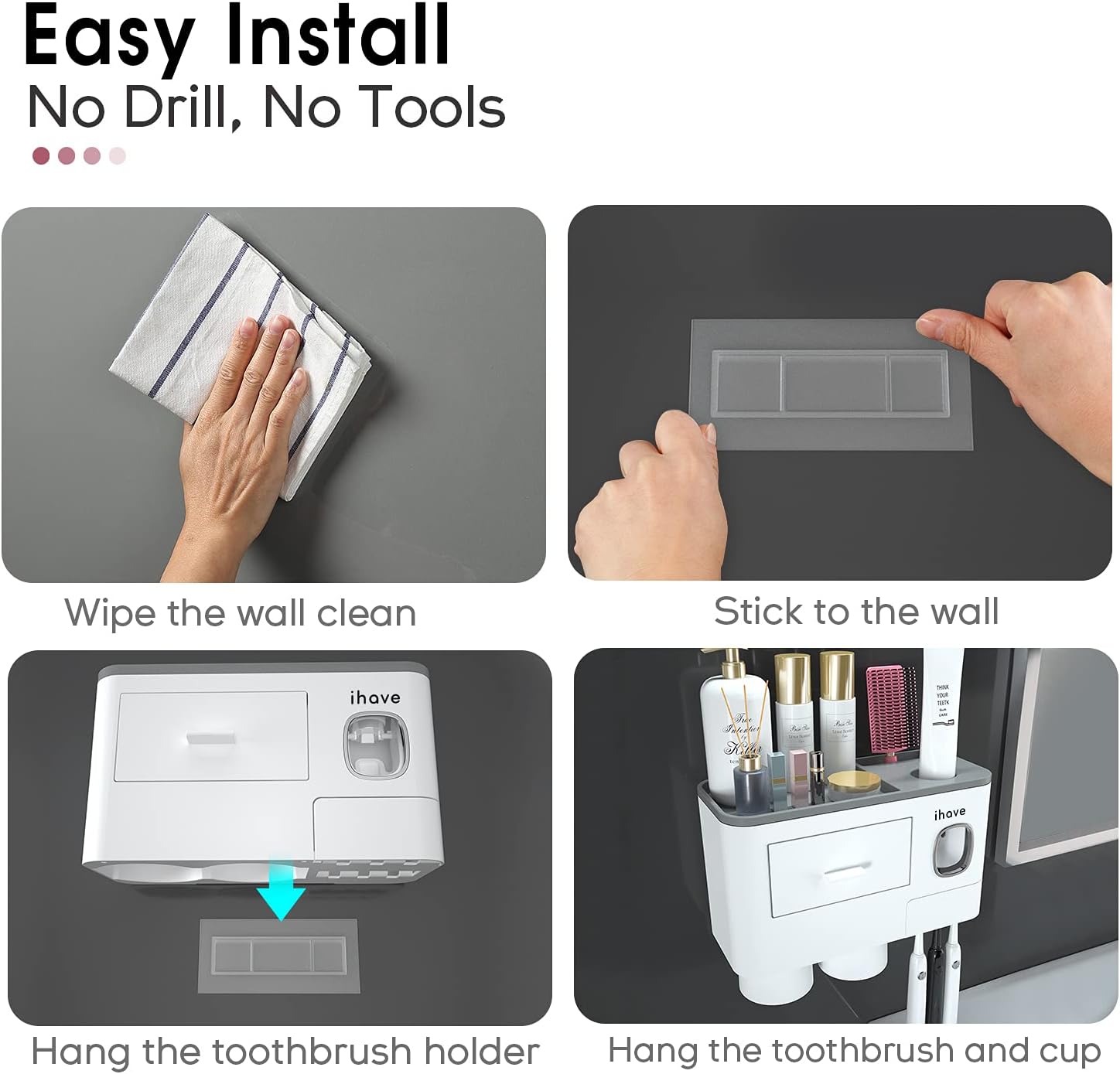 iHave Wall Mounted Toothbrush Holder with Dispenser 1