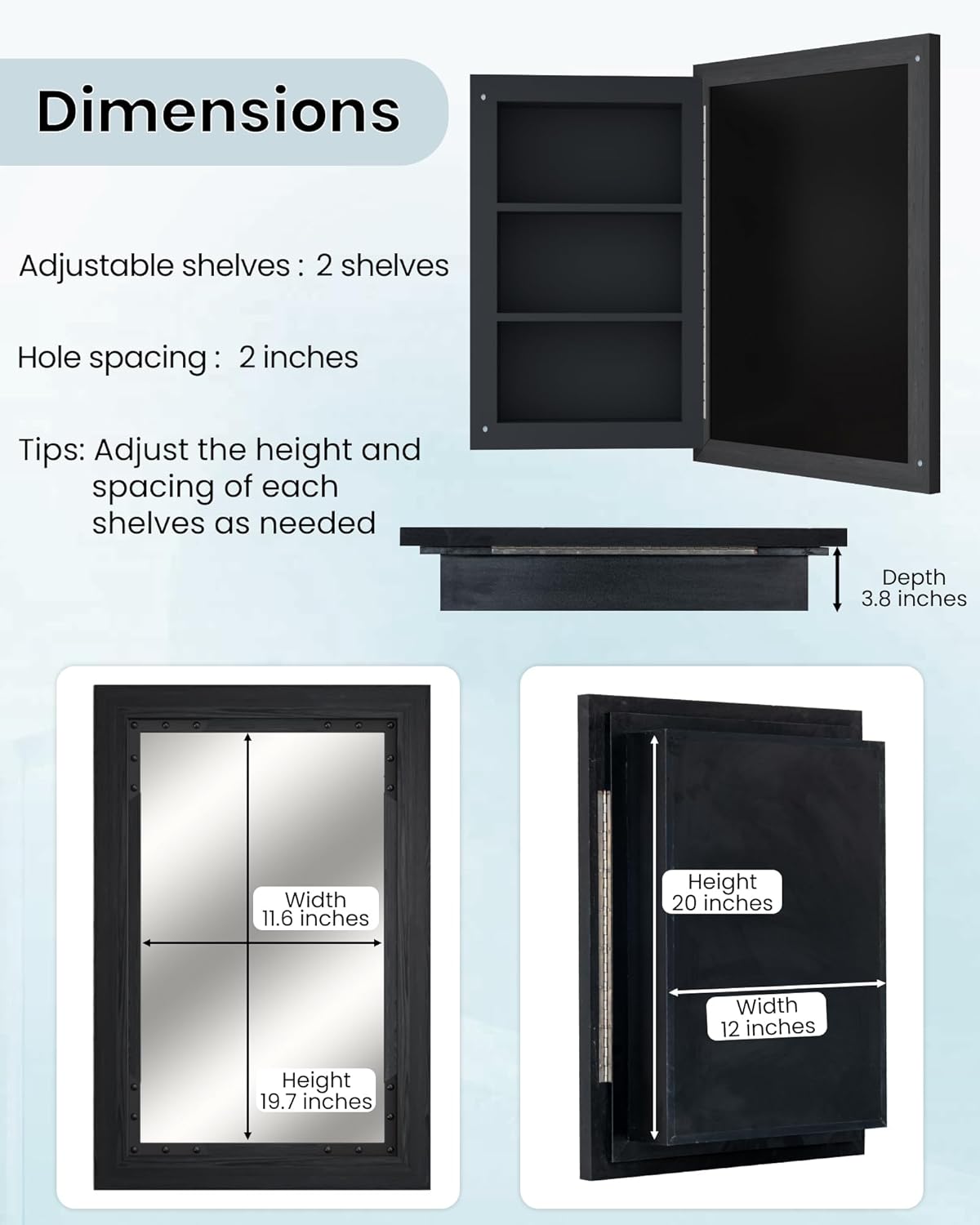 FLYJOE 16x24 Inch Farmhouse Medicine Cabinet Mirror with Storage 1