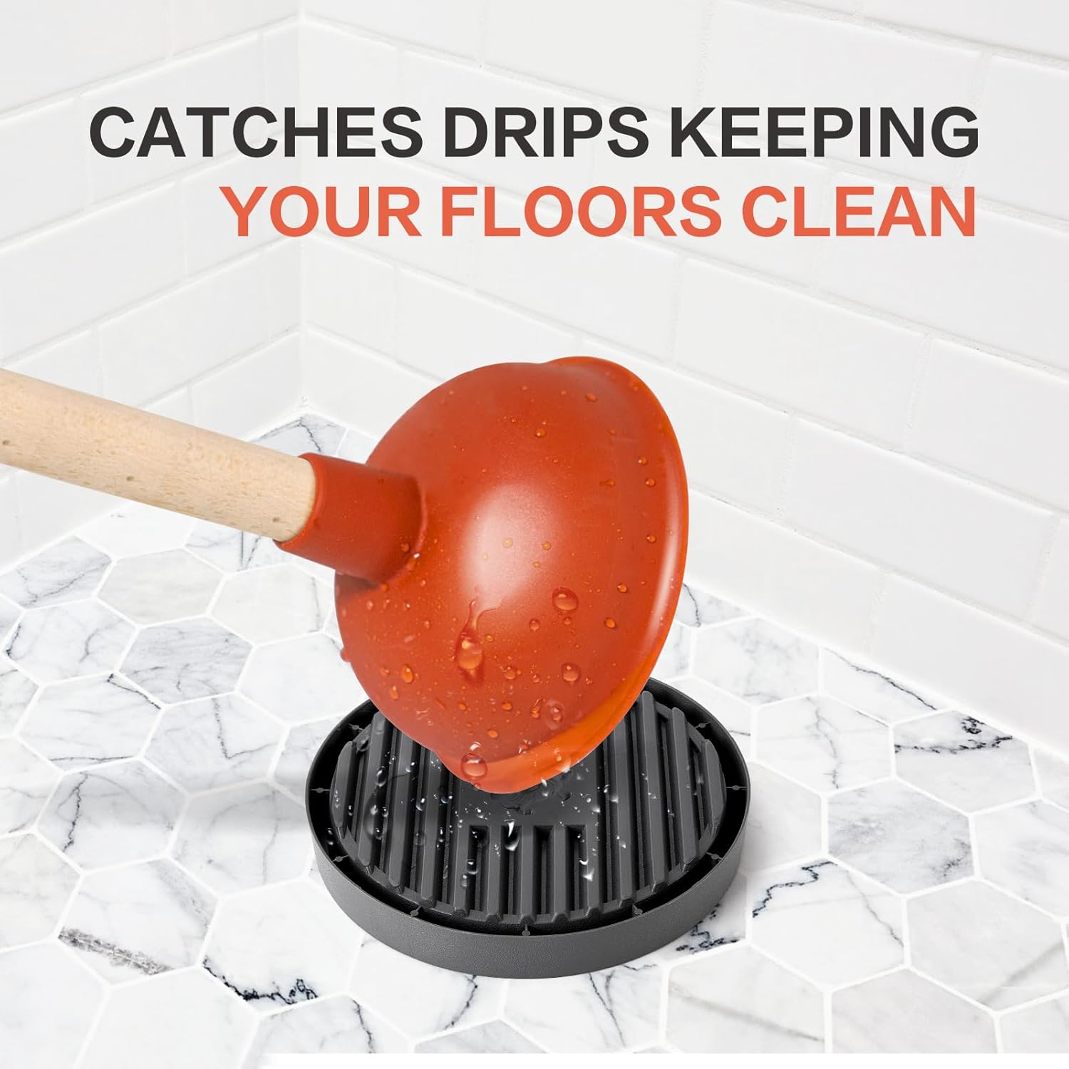 Dealsgogo 2pcs Plunger Tray Black - Plunger Mat Holder for Toilet