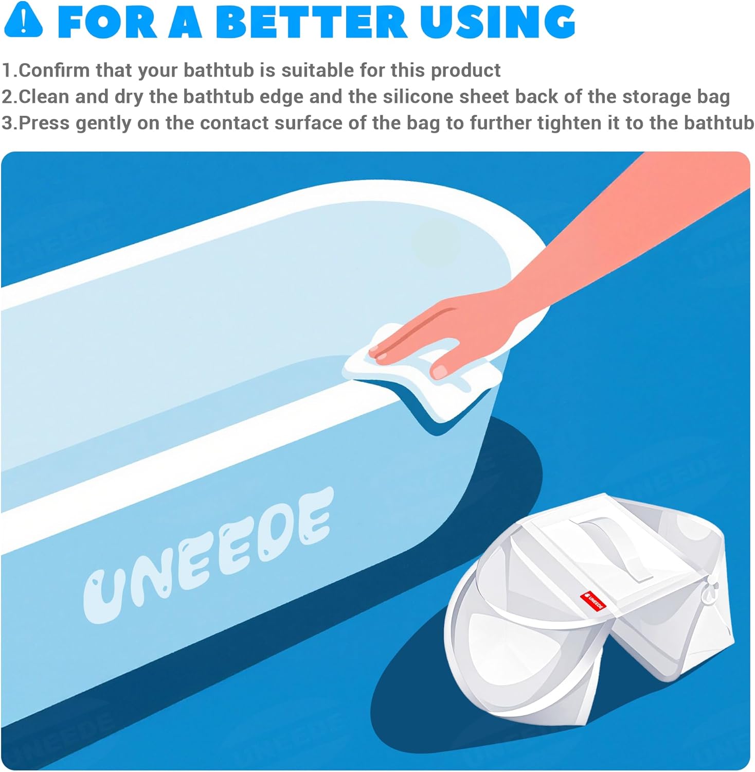UNEEDE Bathtub Toy Organizer with Grip and Pockets