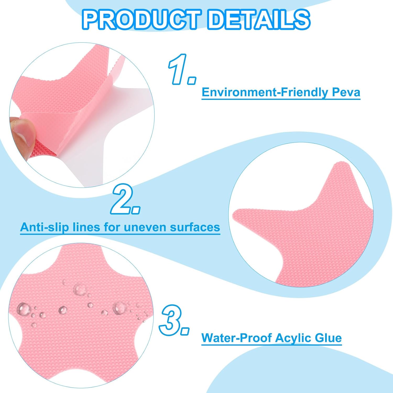 PATIKIL Non Slip Stickers 413x413 Inch 6 Pack with Pink Design