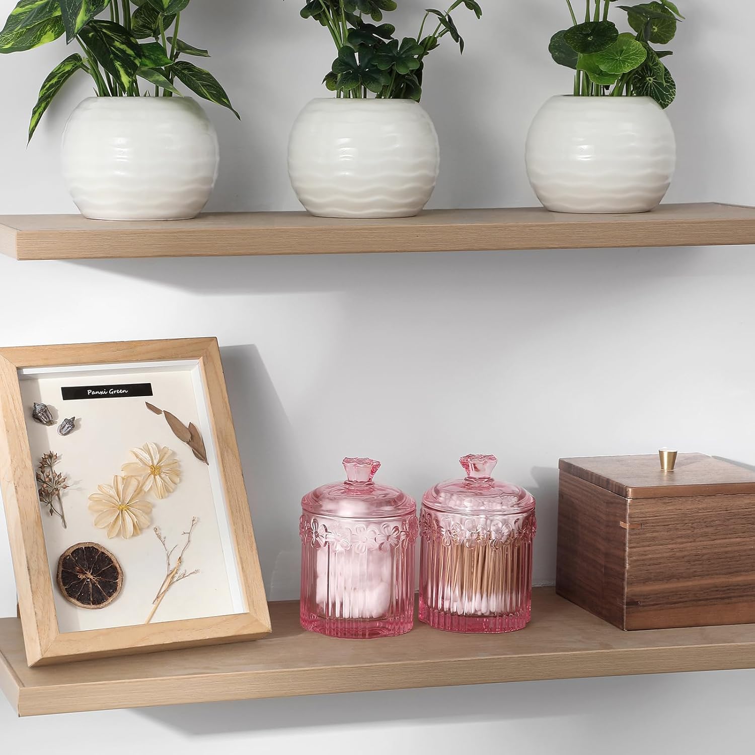 Rejomiik 2 Pack Qtip Holder Glass Jars with Lids