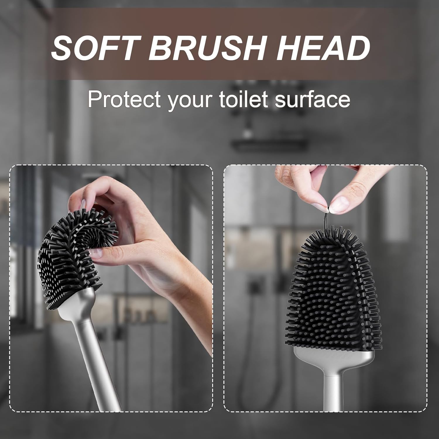 Sellemer Toilet Brush with Silicone Bristles and Holder