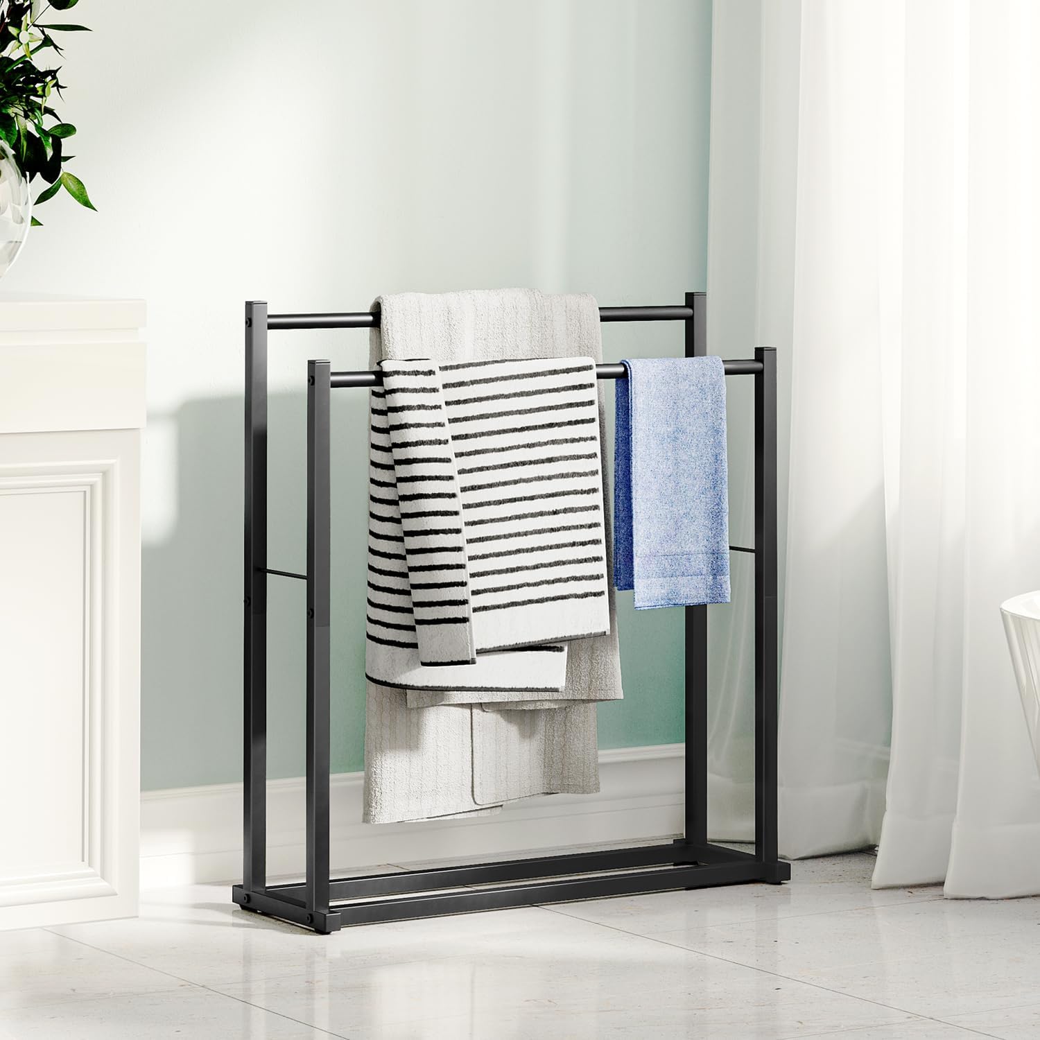 Honiter 2 Tier Free Standing Towel Rack - Black
