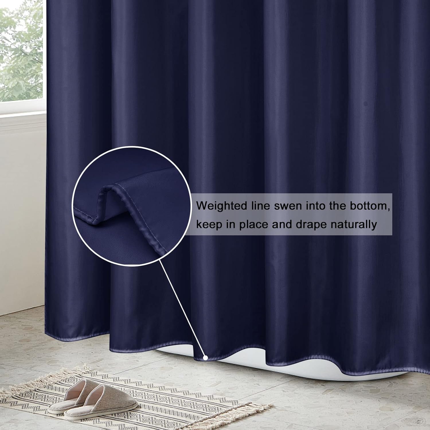 EurCross Blue Extra Long Shower Curtain Liner 72 x 84 Inches