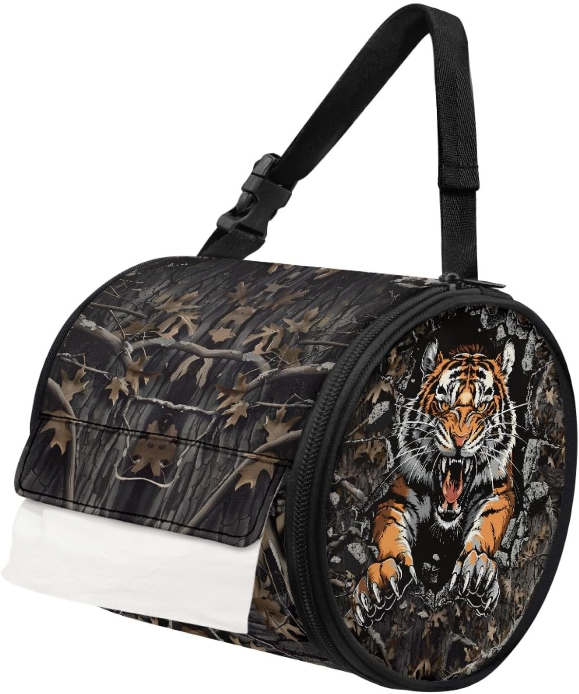 Tiger Camo Paper Towel Storage Bag for Hiking Camping Bathroom