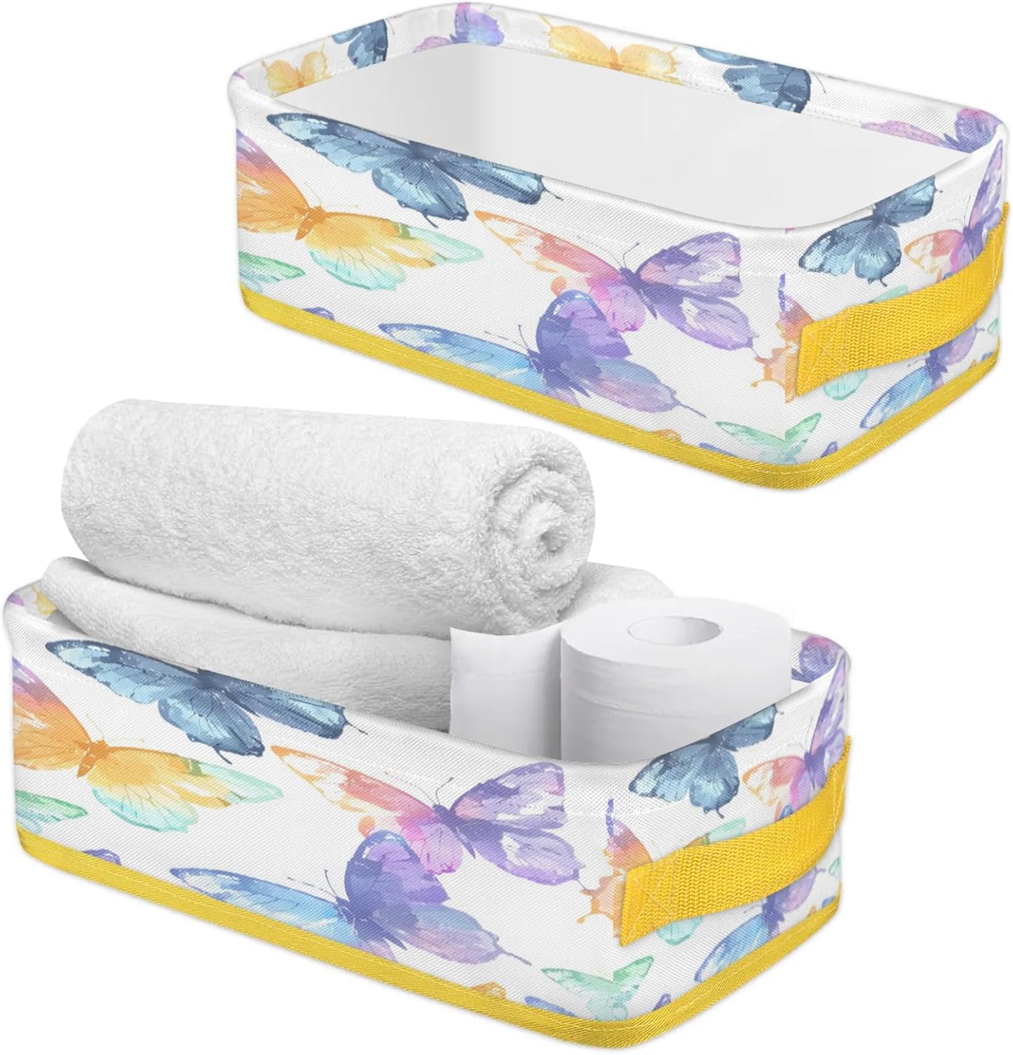 Snatocys Flying Spring Butterflies Toilet Paper Basket with Handles