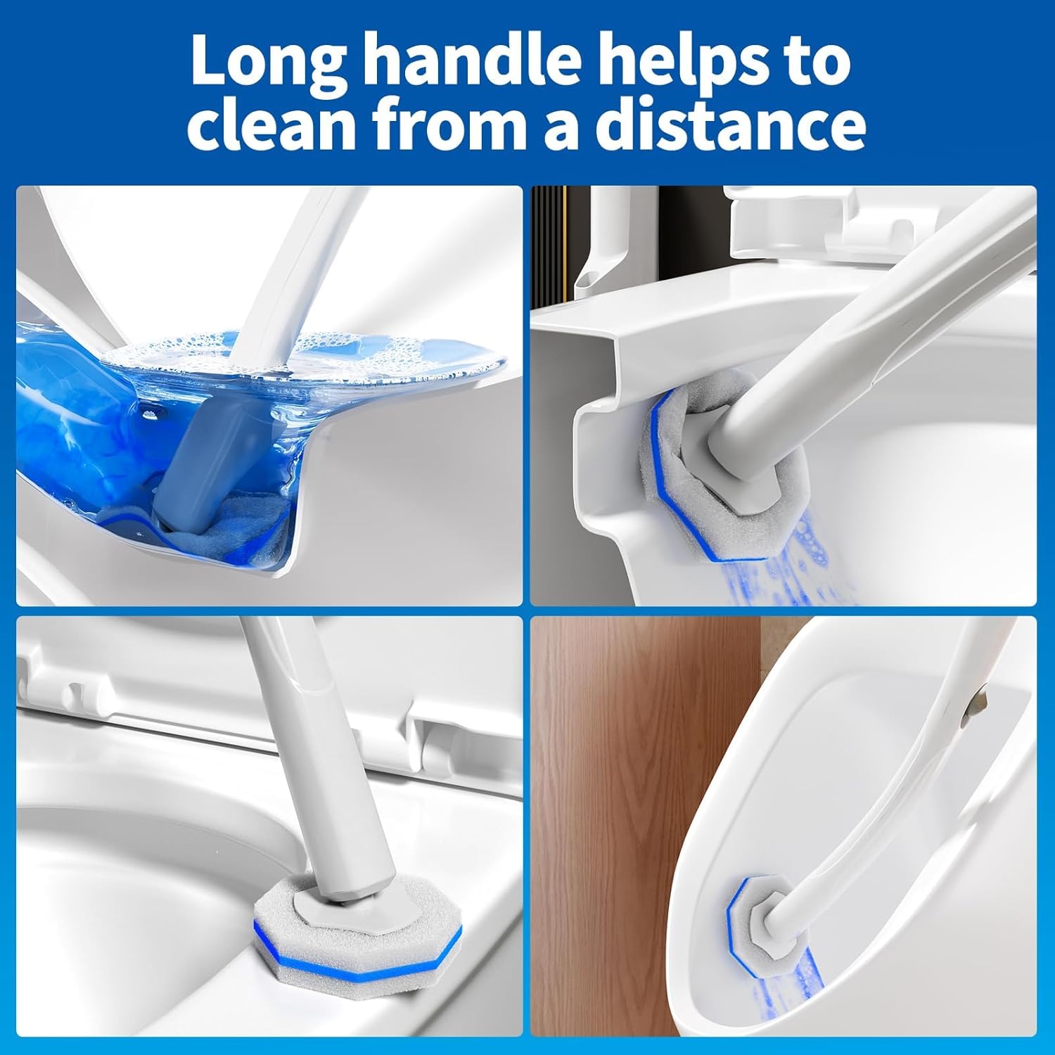 Hohoky Disposable Toilet Brush with 50 Refills and Wall Mount Holder