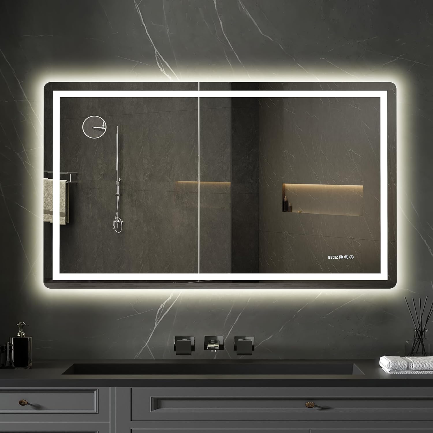 YITAHOME LED Bathroom Mirror with Anti-Fog and 10X Magnifying Glass