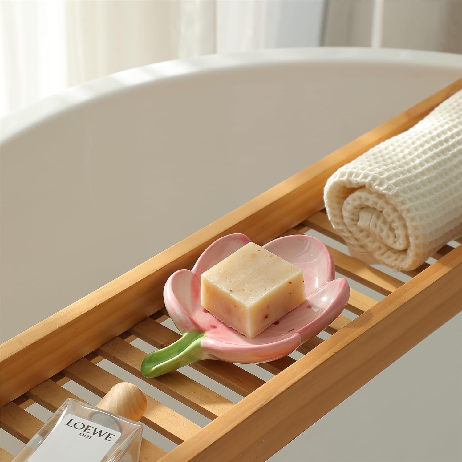 Ankah Decorative Ceramic Soap Dish Butterfly Shape Pink