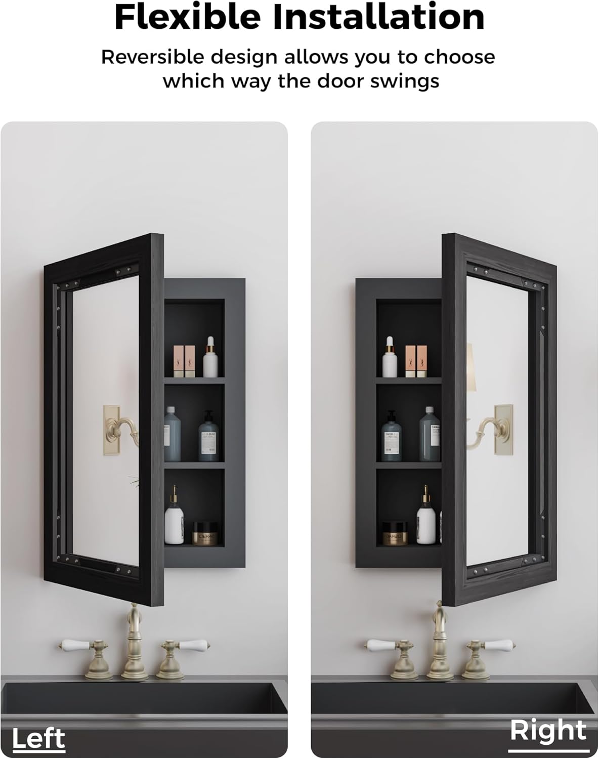 FLYJOE 16x24 Inch Farmhouse Medicine Cabinet Mirror with Storage 1