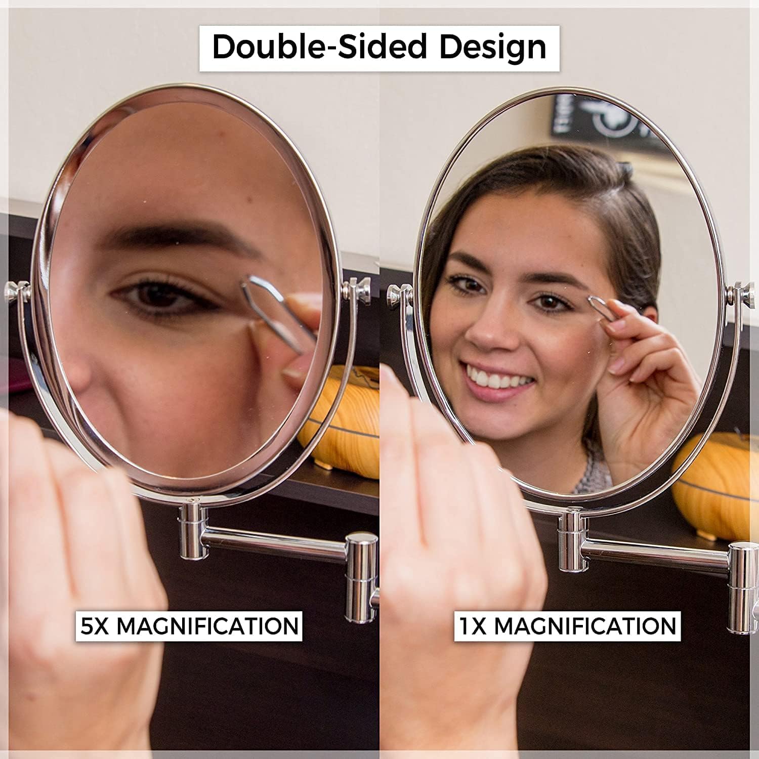 MIRRORVANA Wall Mounted Vanity Mirror 5X 1X Magnification