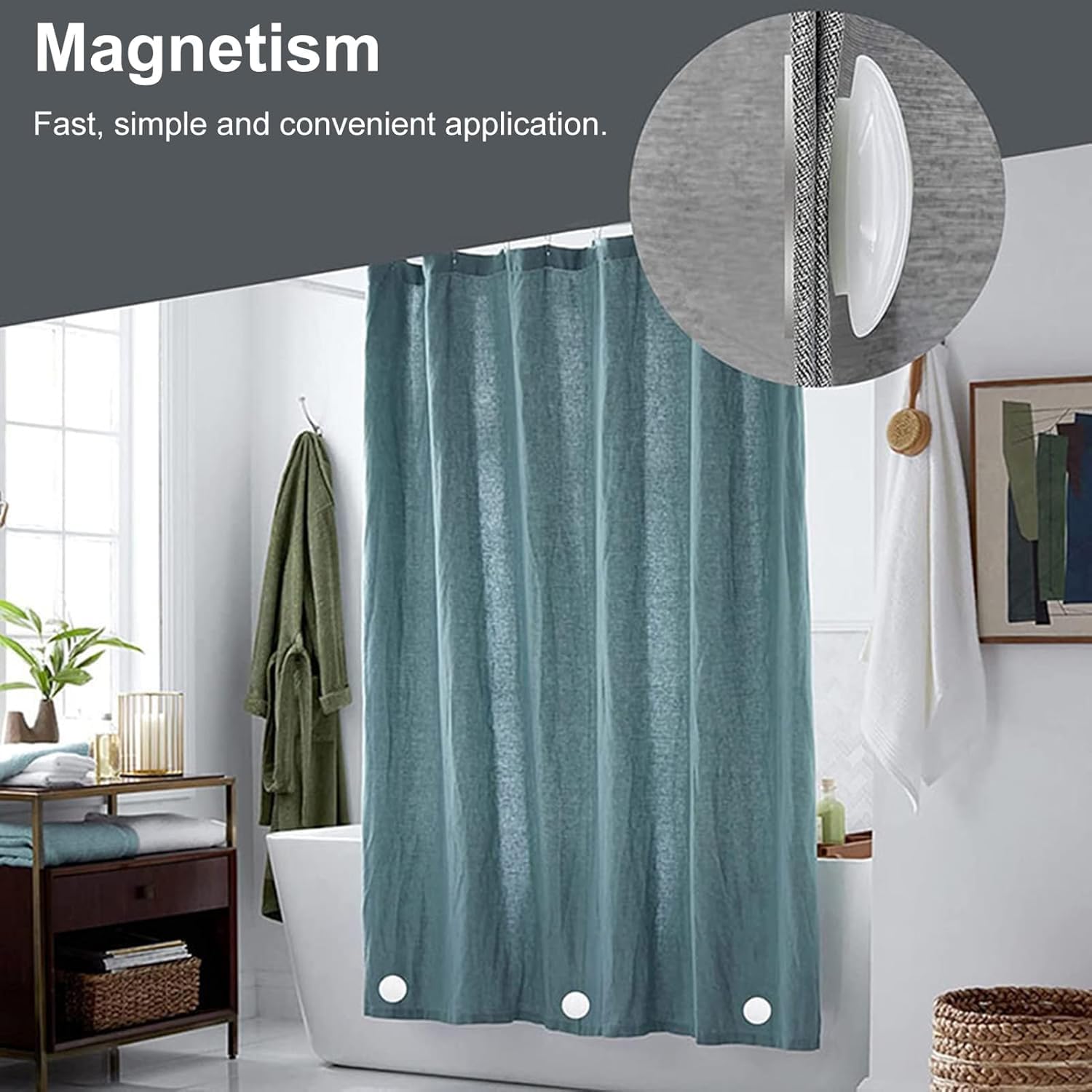4Pcs White Magnetic Shower Curtain Weights - Waterproof Heavy Duty Liners Bottom Accessories