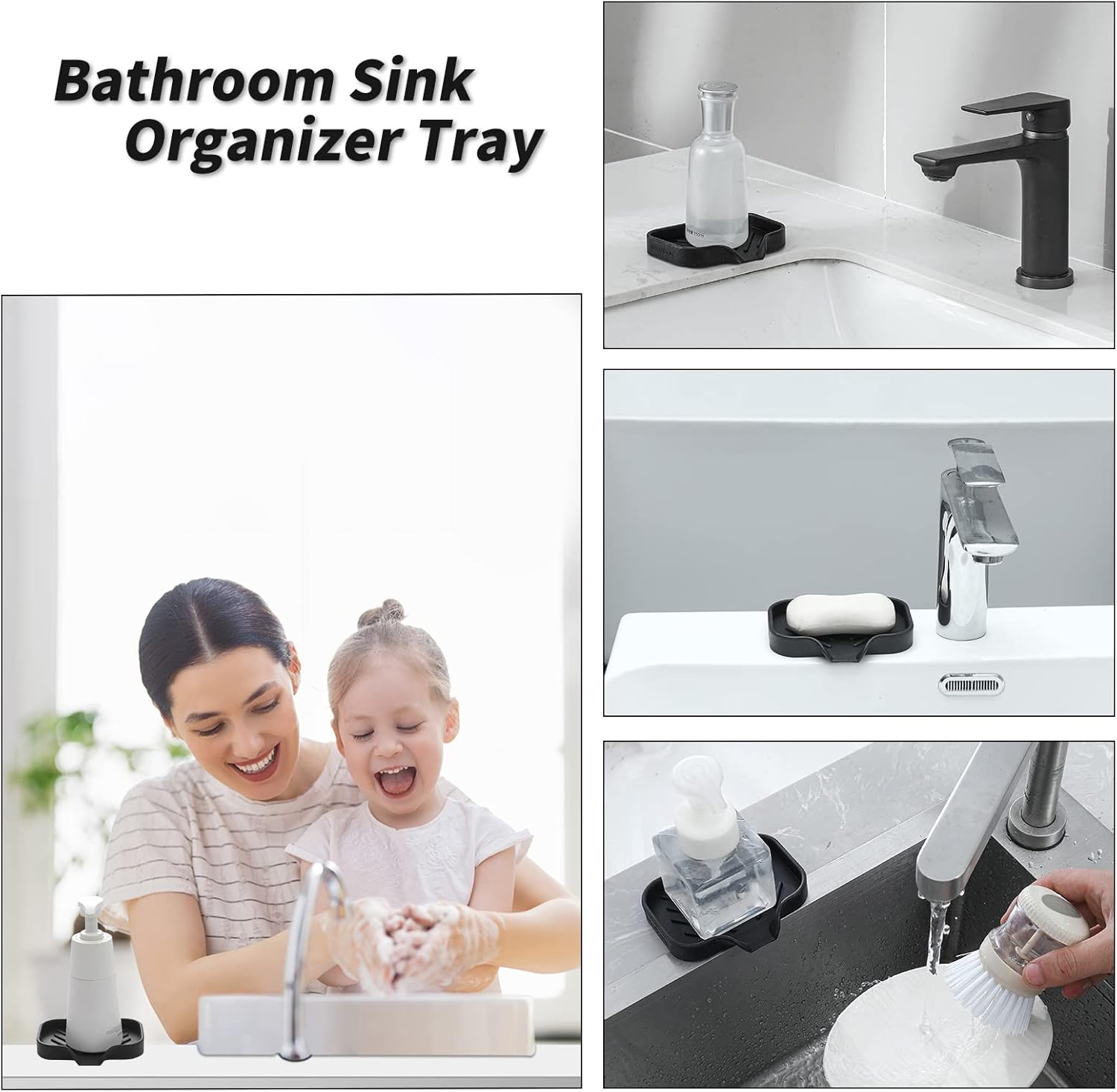 MicoYang Silicone Soap Dish with Drain Spout - Black 49x32 1