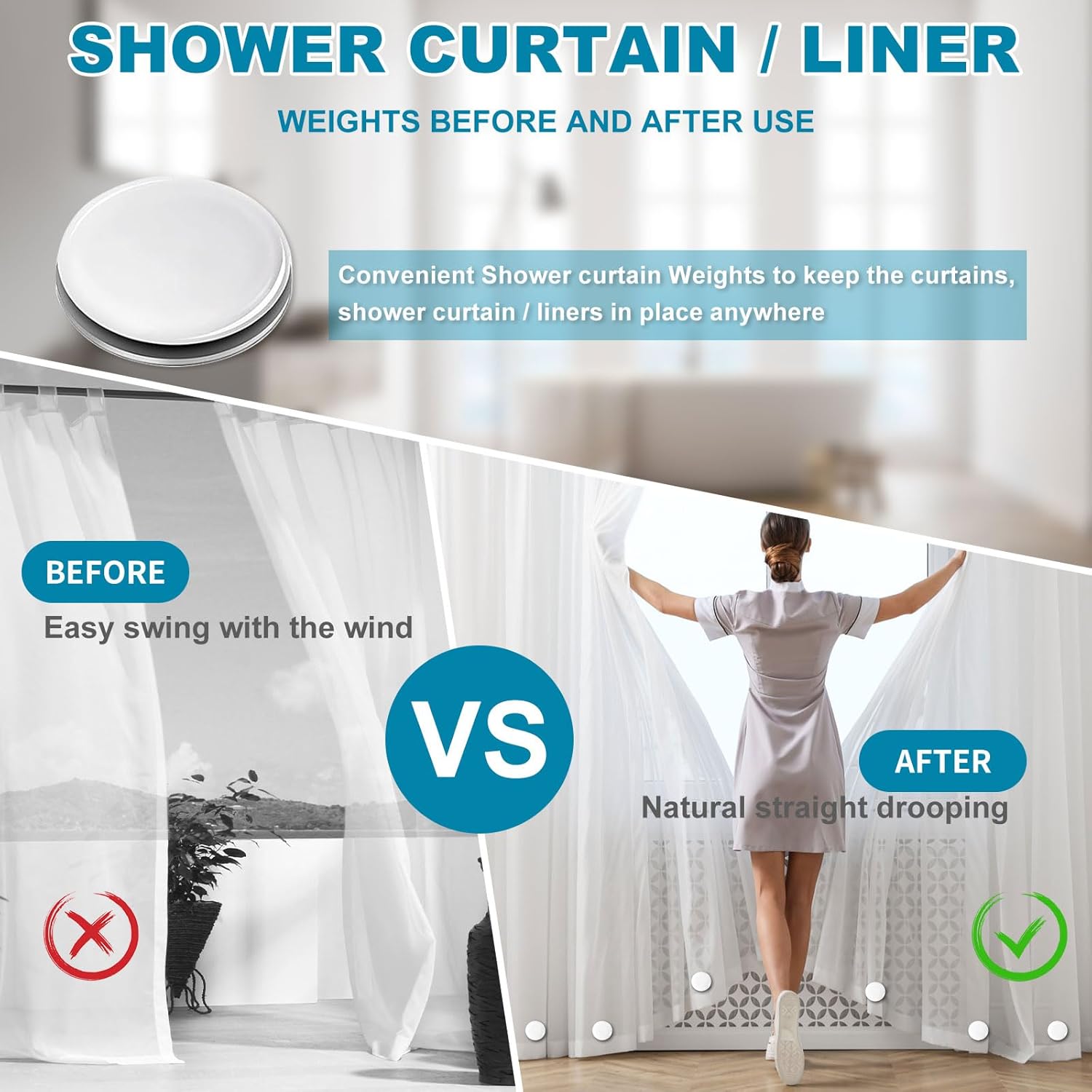 14 pcs Shower Curtain Weights for Stability