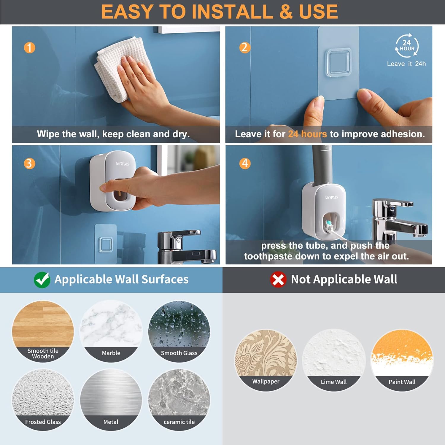 Automatic Toothpaste Dispenser Wall Mount for Kids and Adults