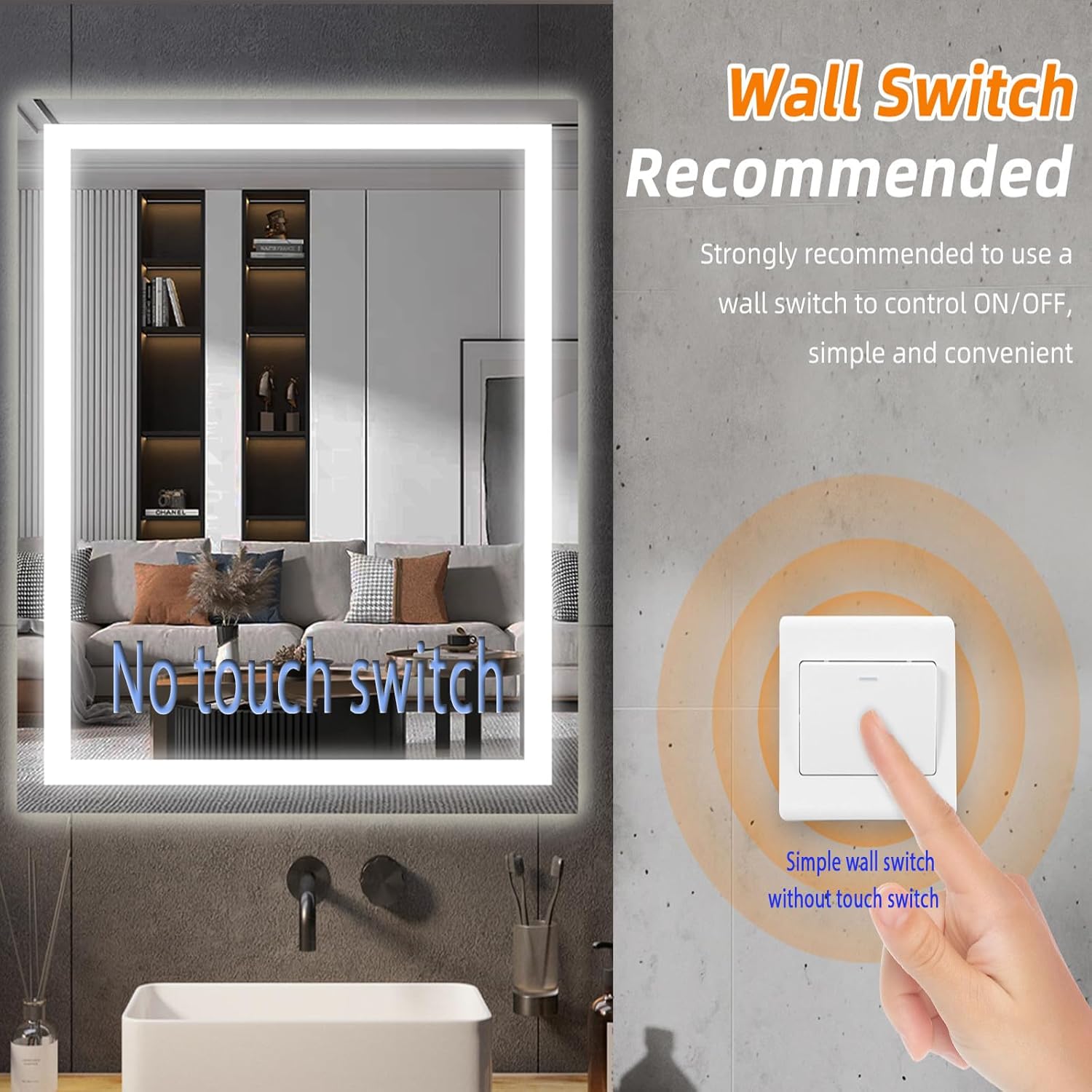 LED Bathroom Mirror with Lights 32x24 Wall-Mounted Vanity Mirror