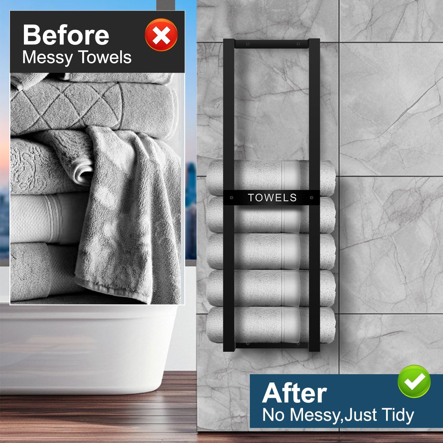 32 Inch Wall Mounted Towel Rack for Small Bathrooms