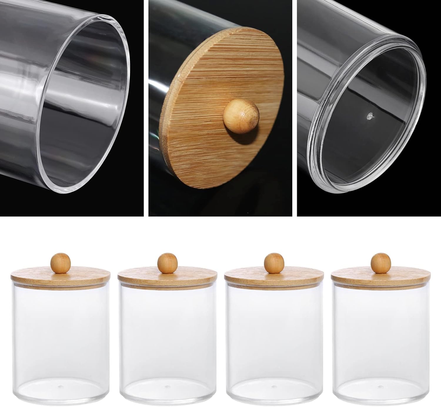 Tbestmax 4 Pack Qtip Holder with Bamboo Lids 1
