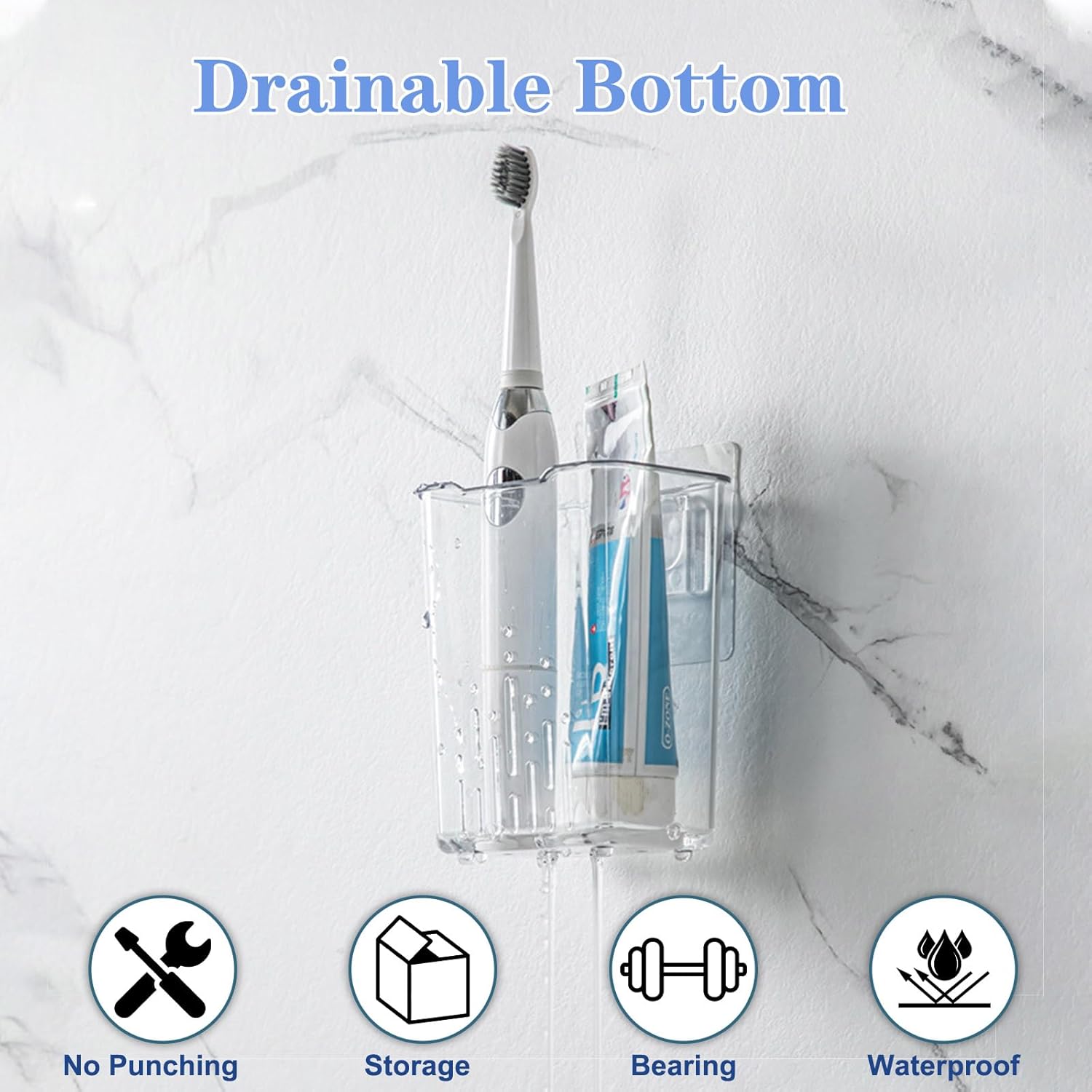 2 Packs Clear Shower Caddy Organizer No Drill Installation