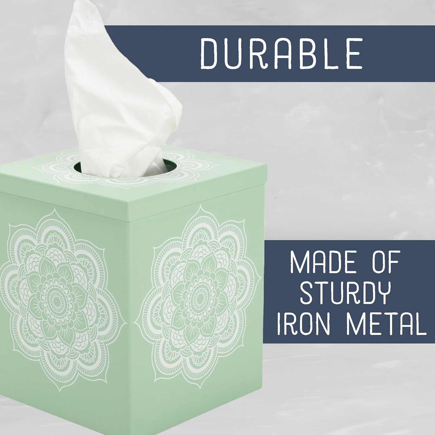 Mandala Round Trash Can and Tissue Box Holder Set