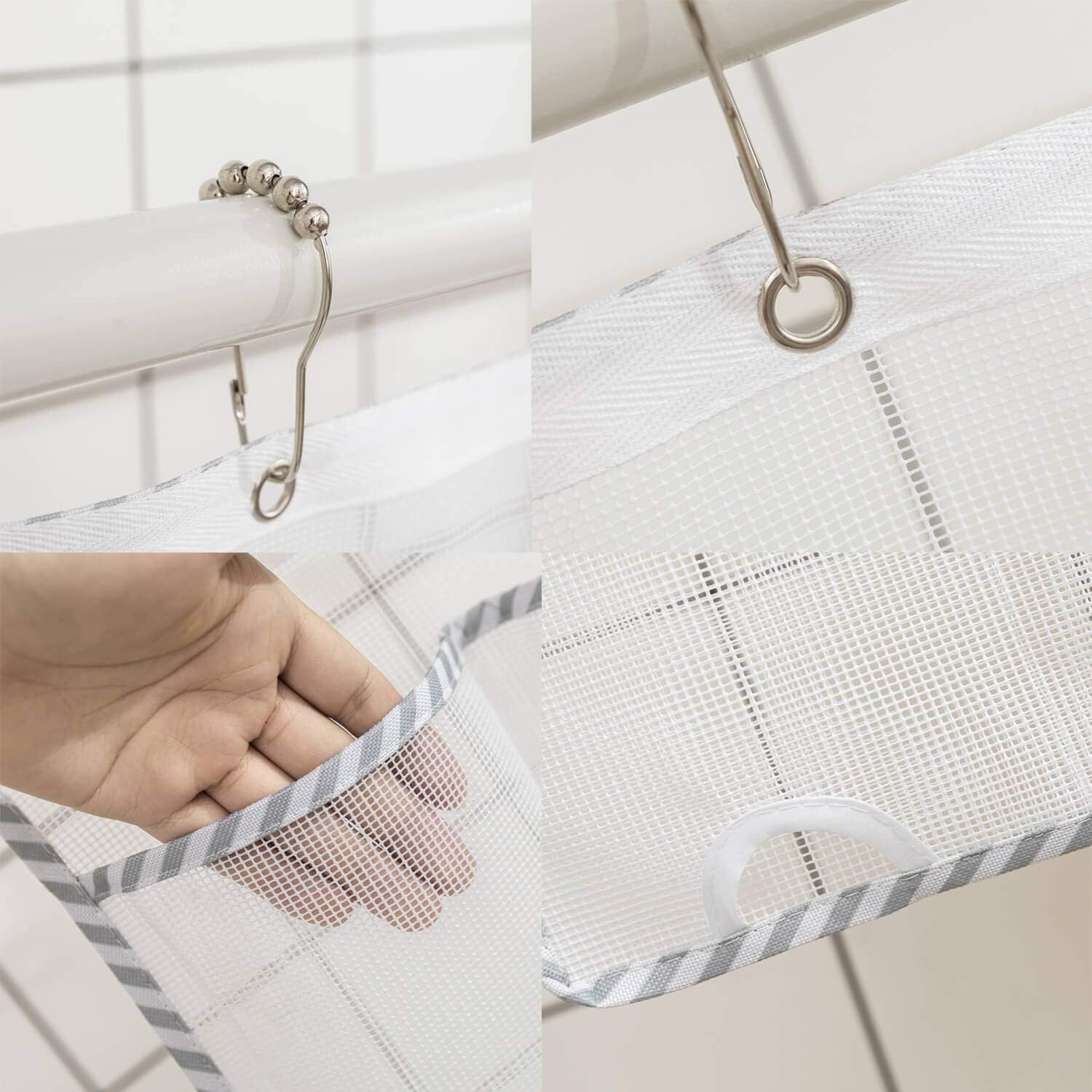 ALYER 9 Pockets Mesh Shower Caddy with 3 Rings