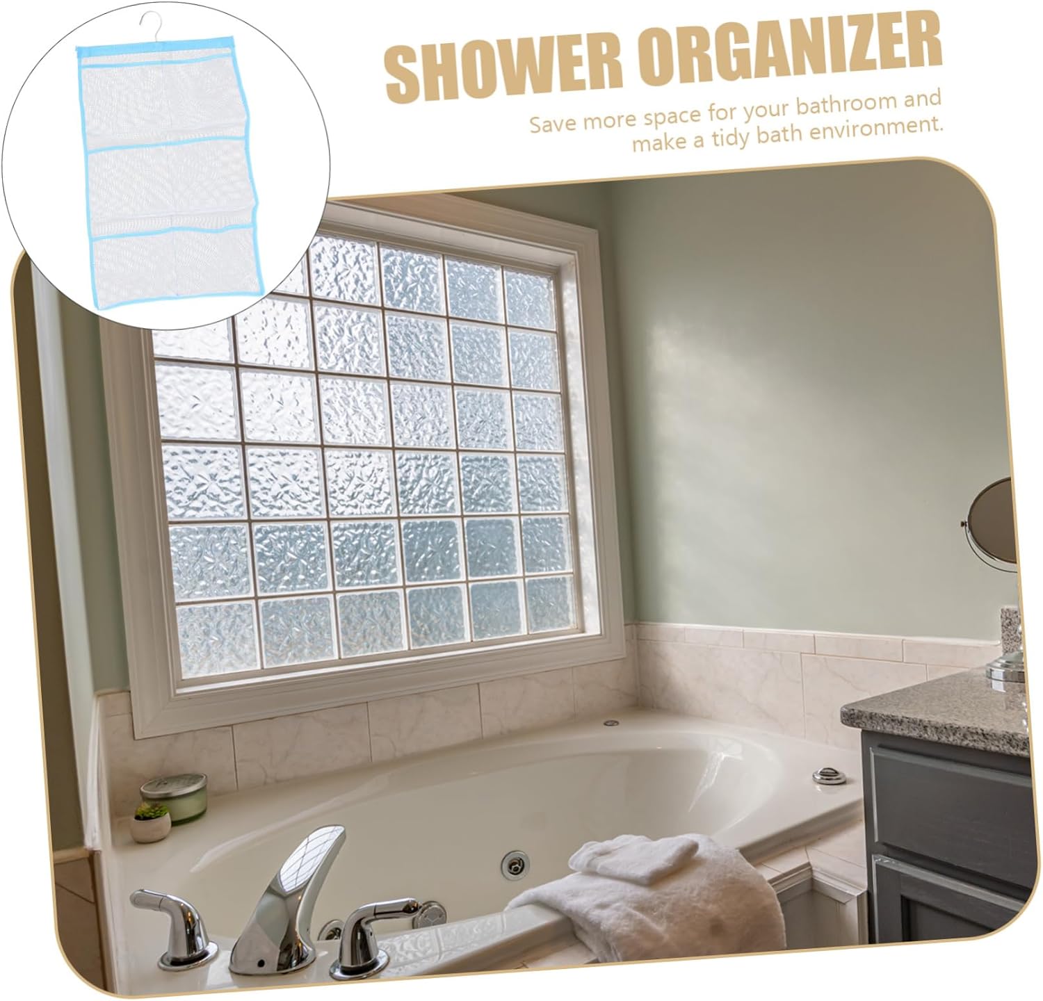 Alipis Mesh Shower Organizer for Shower Curtain Rings